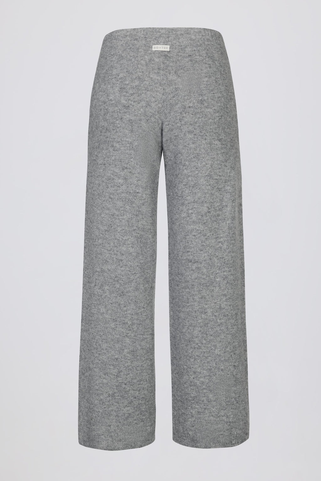 Knit Mid-Rise Wide-Leg Joggers in Grey