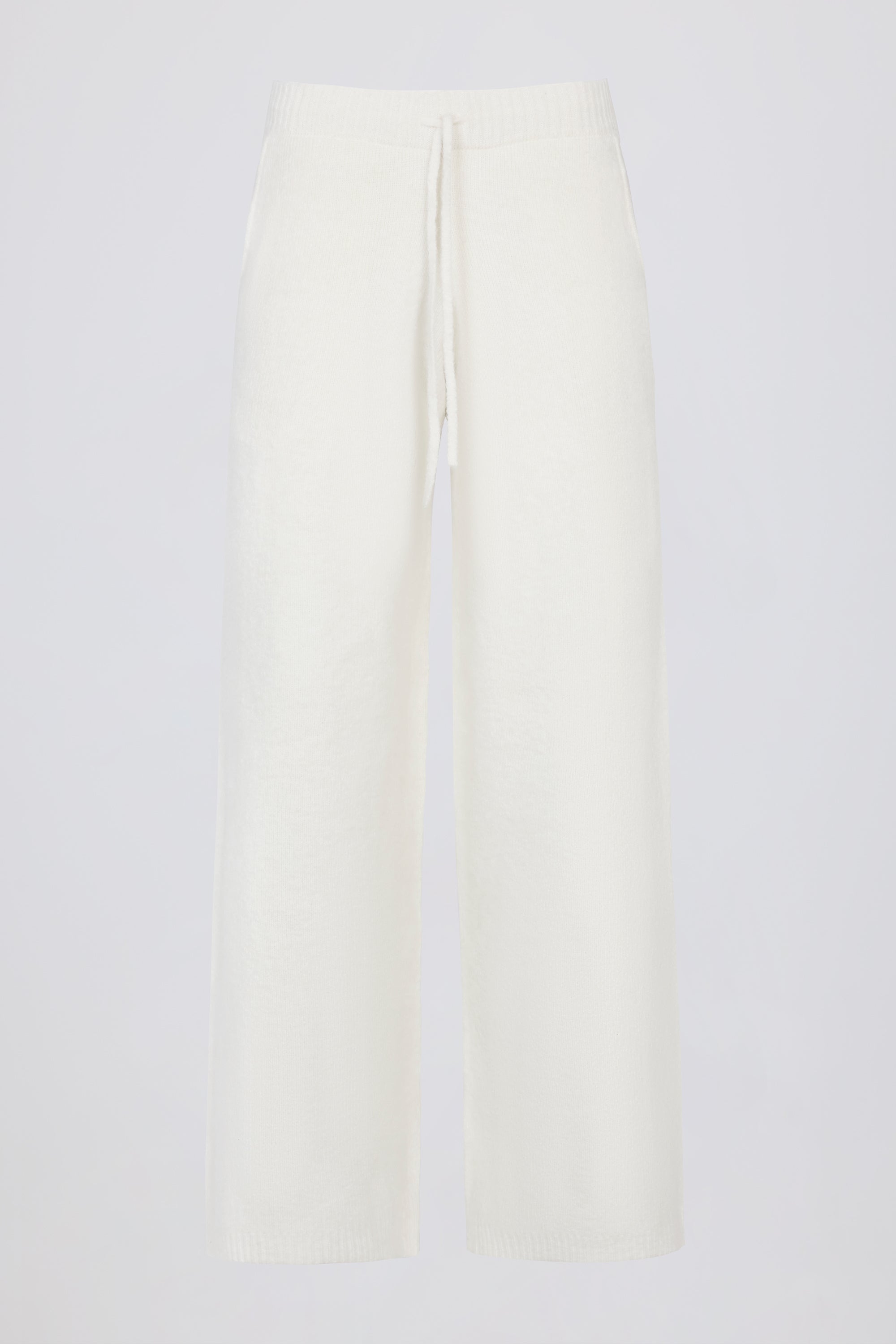 Knit Mid-Rise Wide-Leg Joggers in Ivory