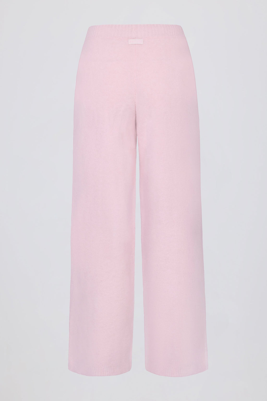 Knit Mid-Rise Wide-Leg Joggers in Soft Pink