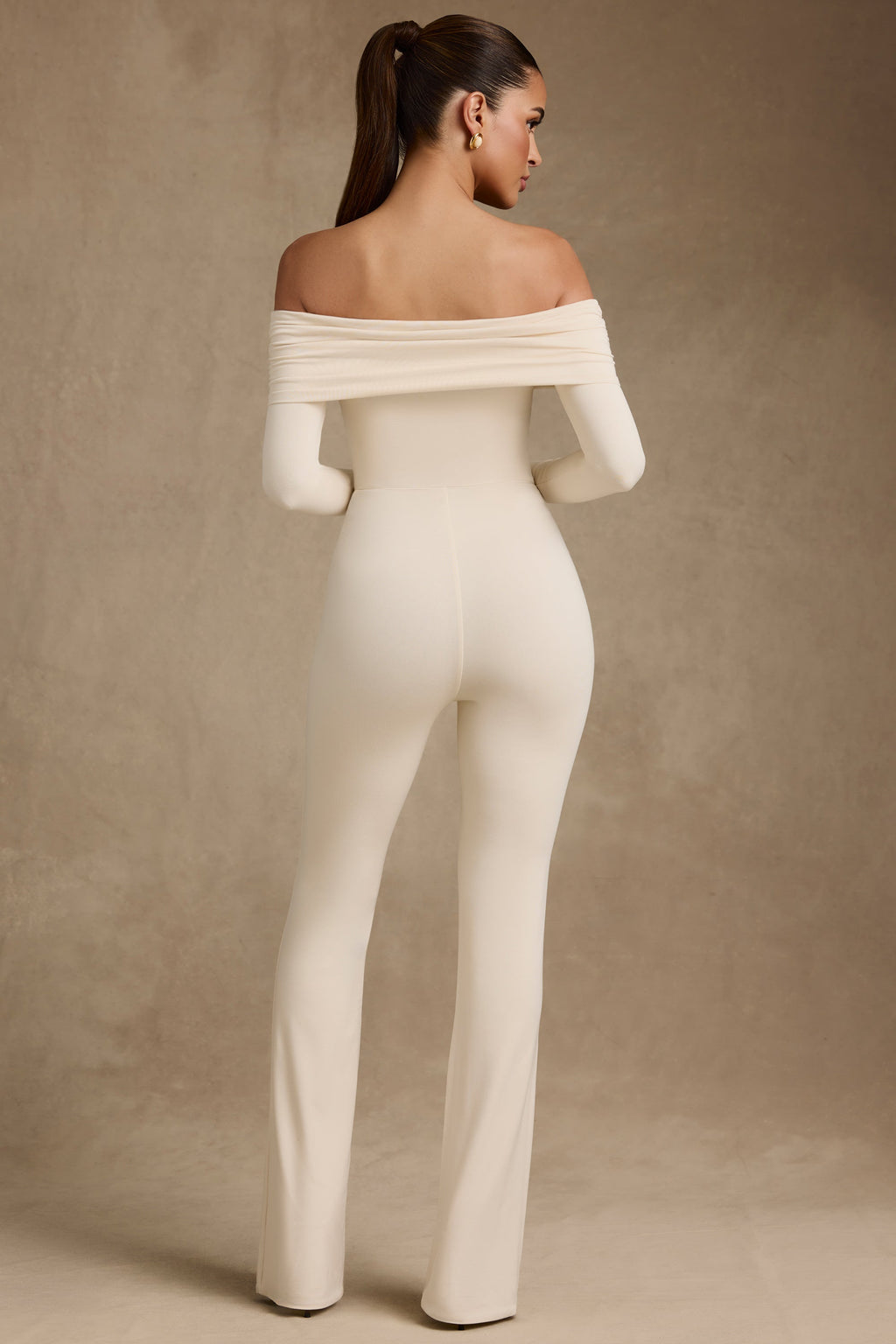 Modal Off-Shoulder Ruched Jumpsuit in Ivory