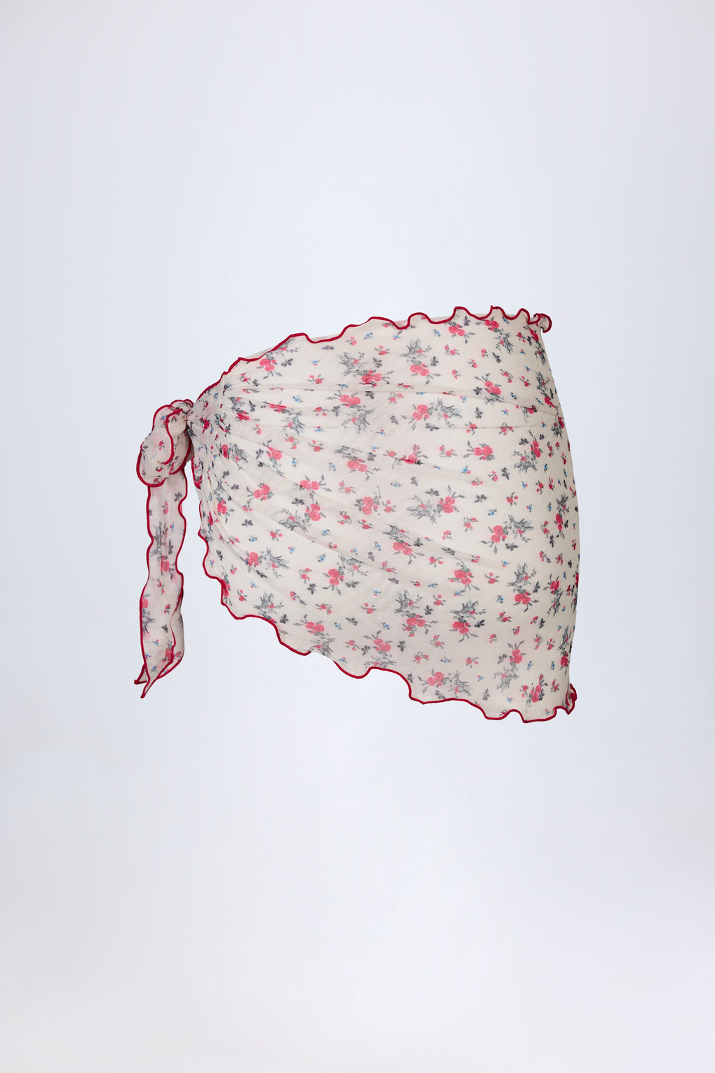 Side-Tie Sarong in Red Floral