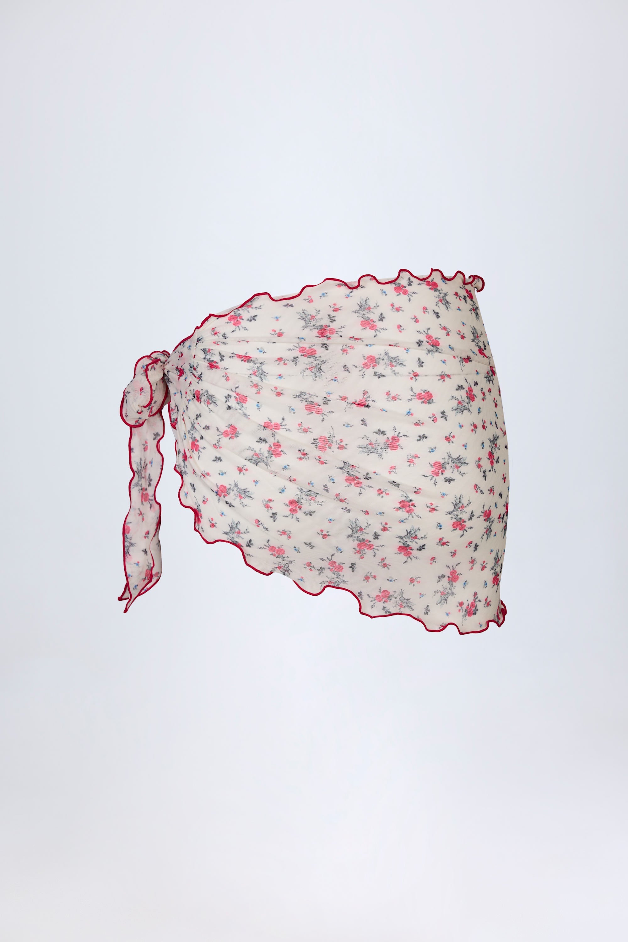 Side-Tie Sarong in Red Floral