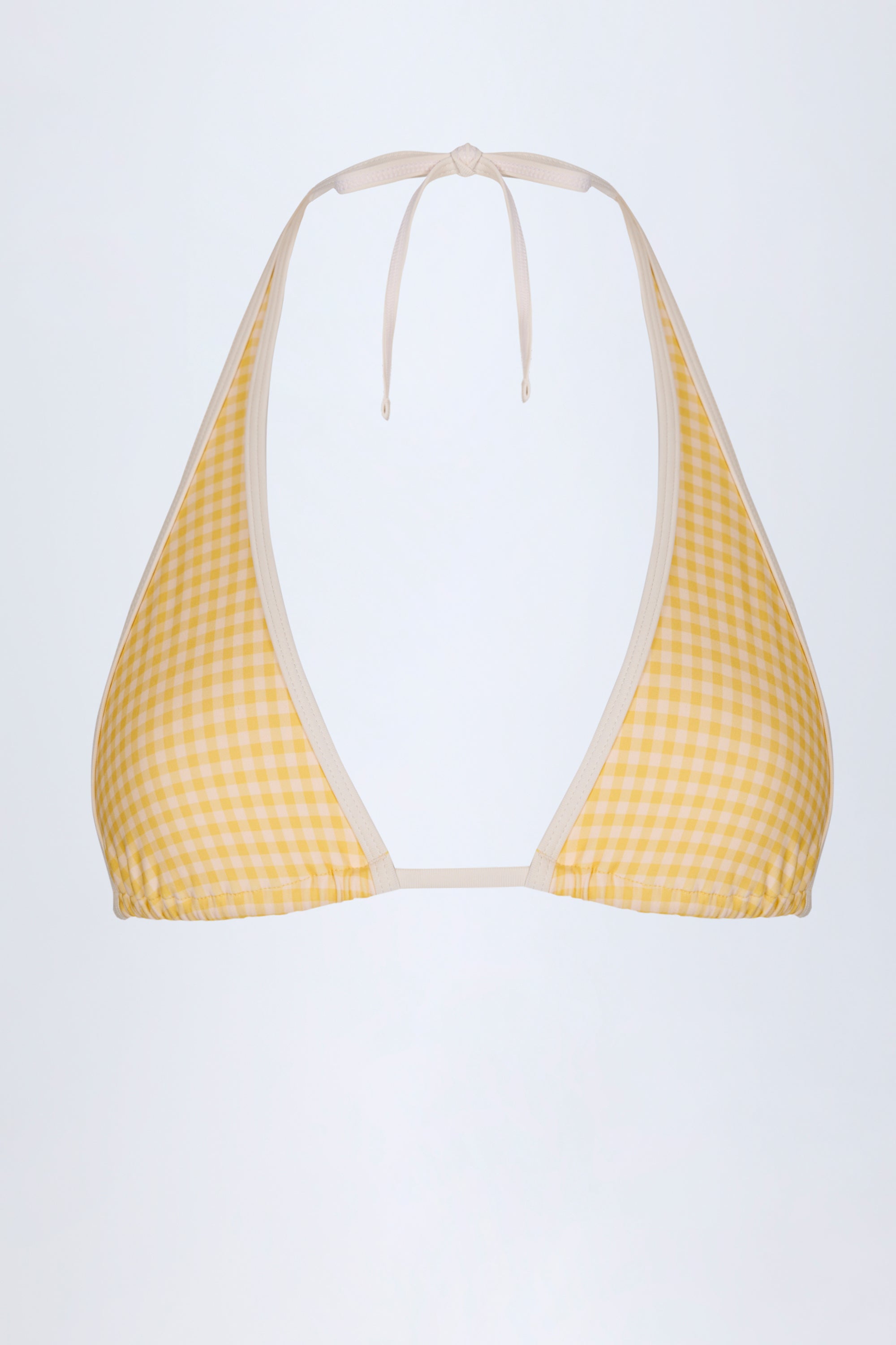 Halterneck Bikini Top in Yellow Gingham