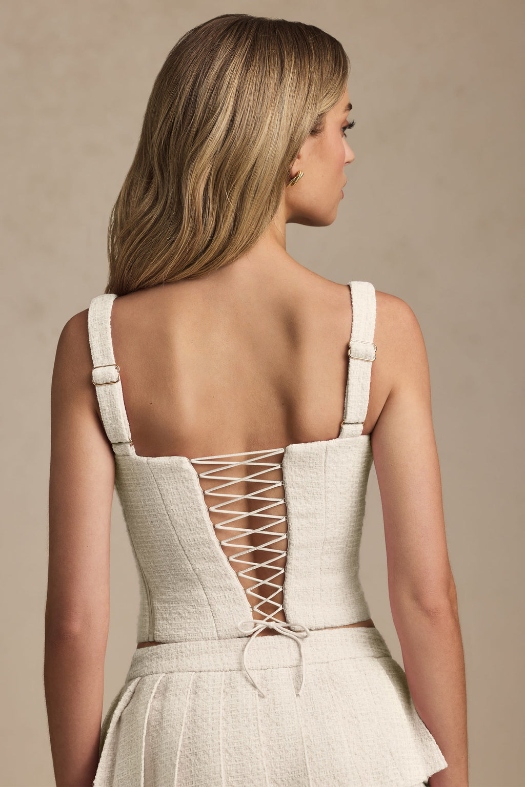 Lace-Up Corset Top in Ivory