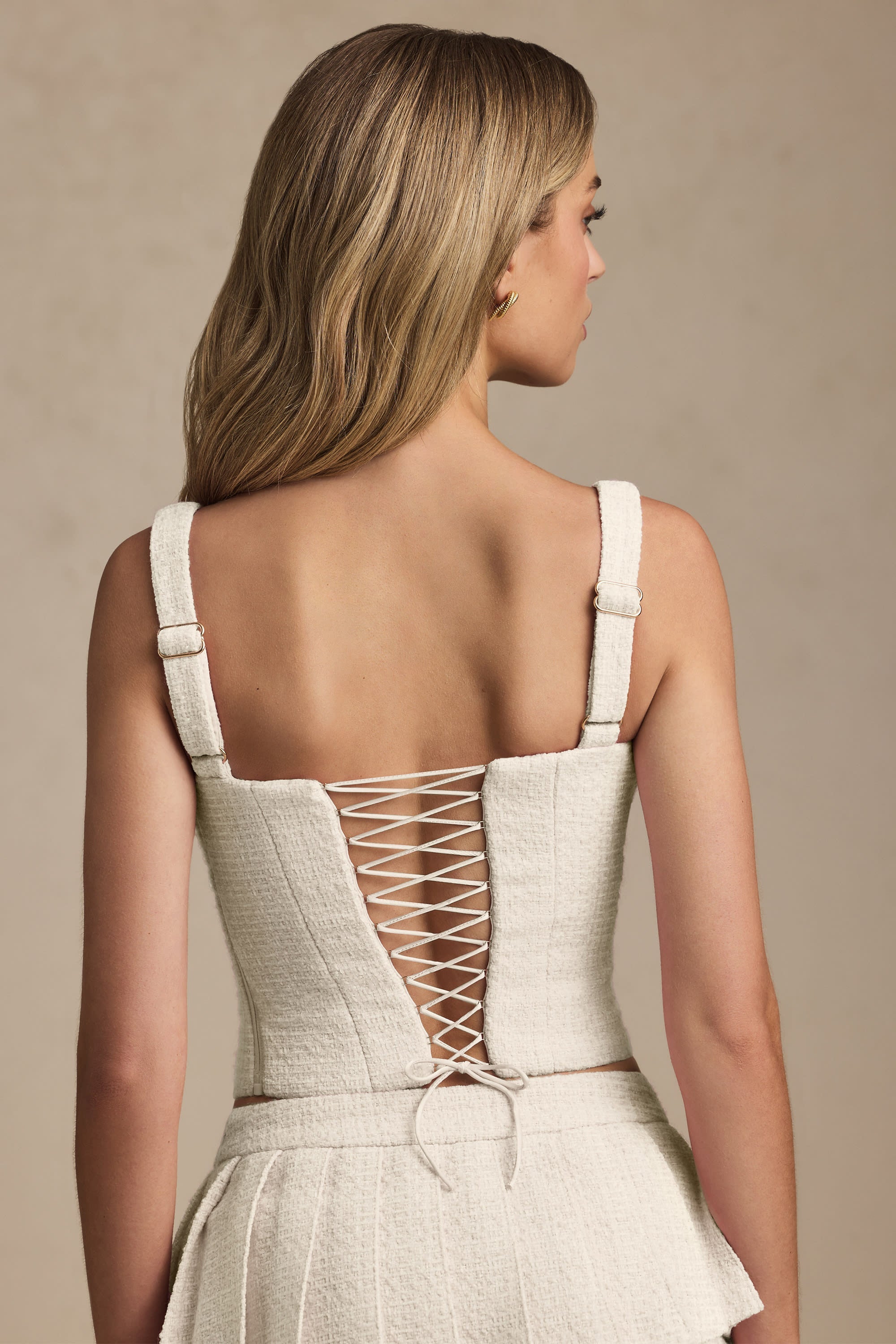 Lace-Up Corset Top in Ivory