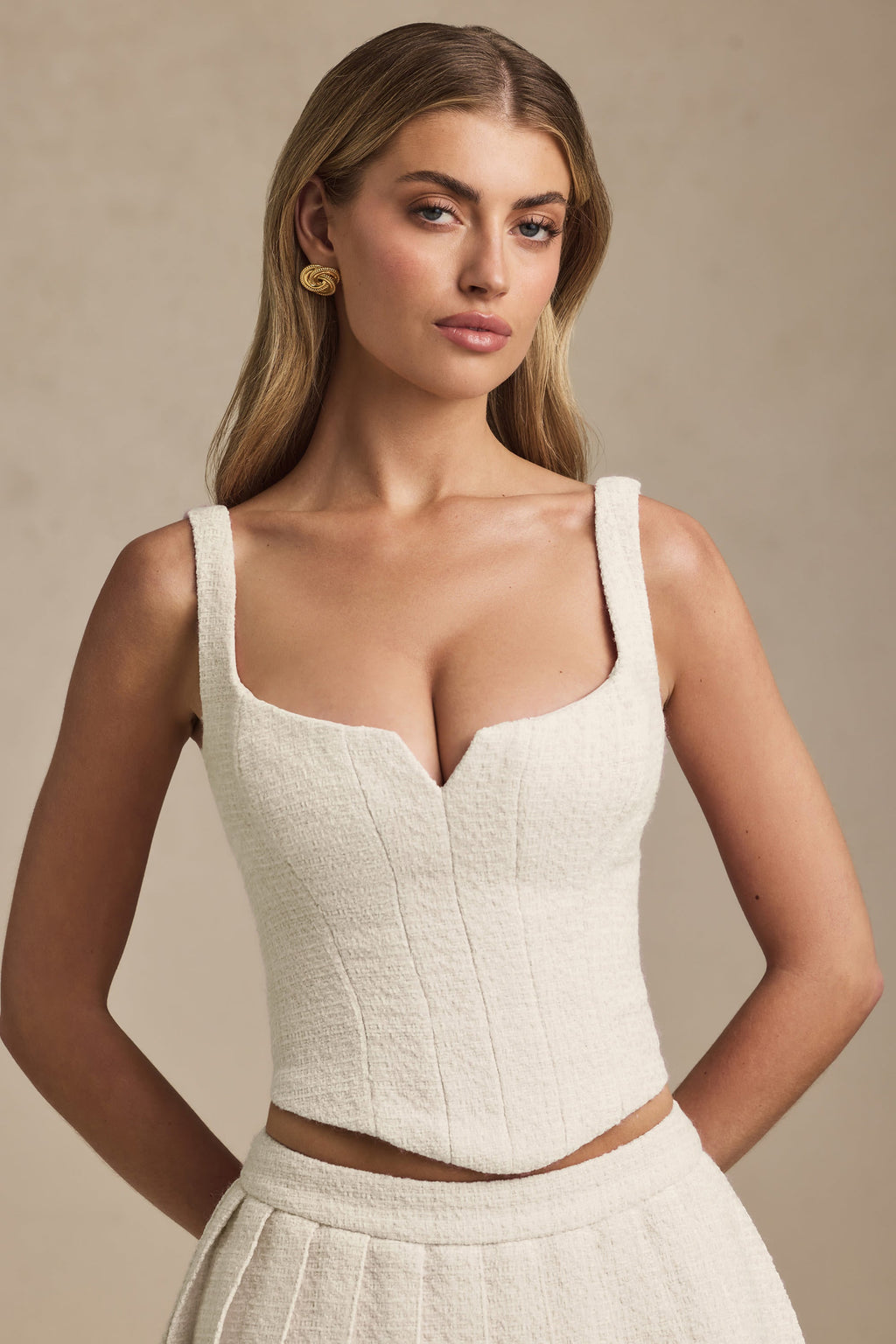 Lace-Up Corset Top in Ivory