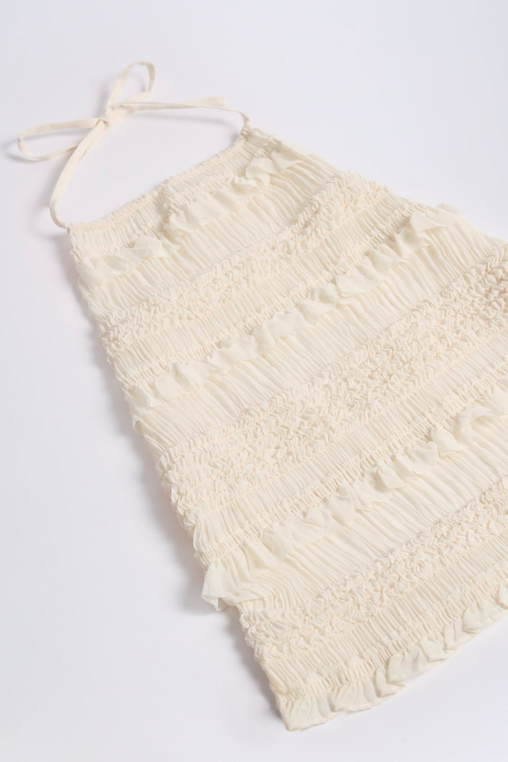 Ruffled High-Neck Backless Top in Ivory