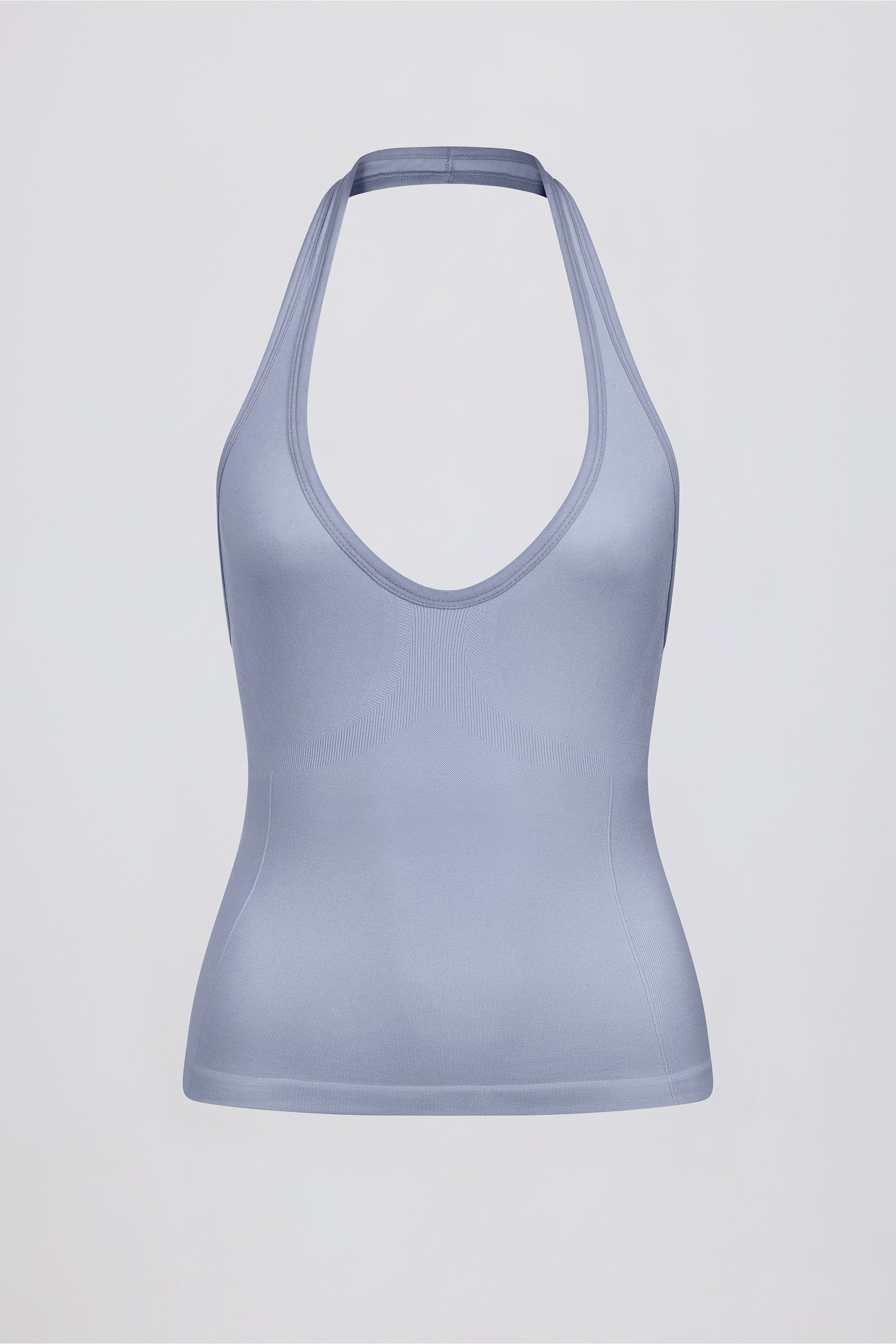Define Luxe Halterneck Tank Top in Blue Grey