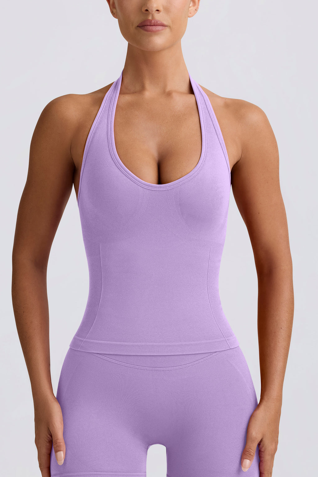 Define Luxe Halterneck Tank Top in Lilac