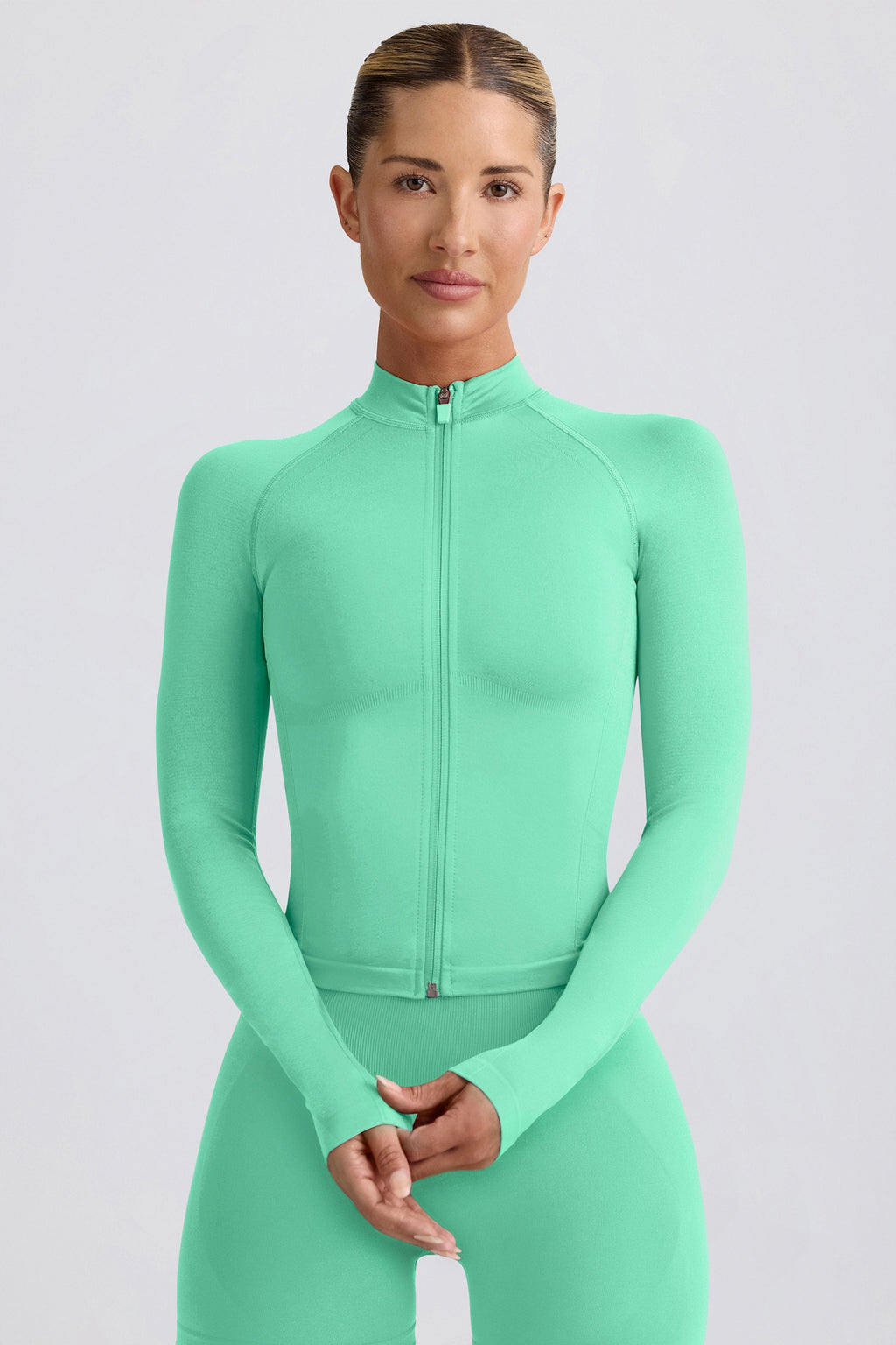 Define Luxe Zip-Up Jacket in Mint