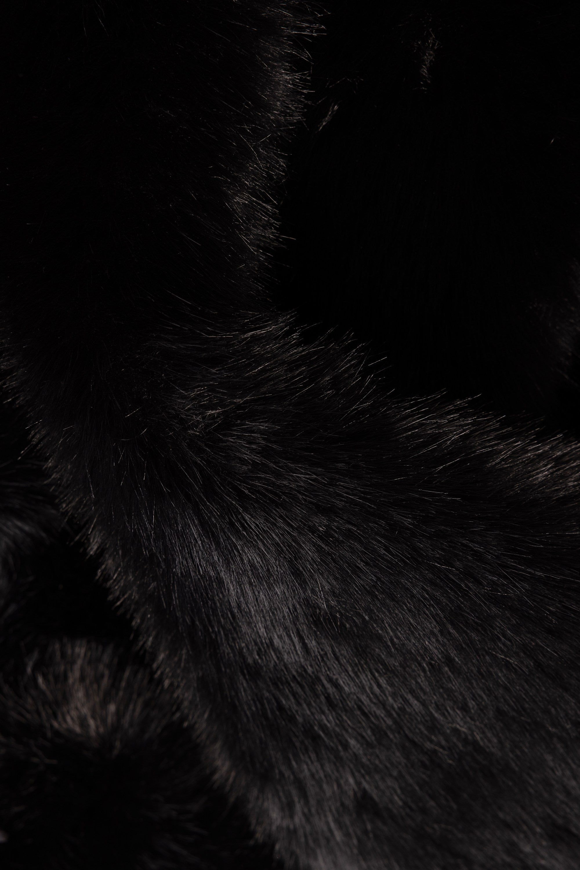 Faux Fur Tie-up Sleeves in Black