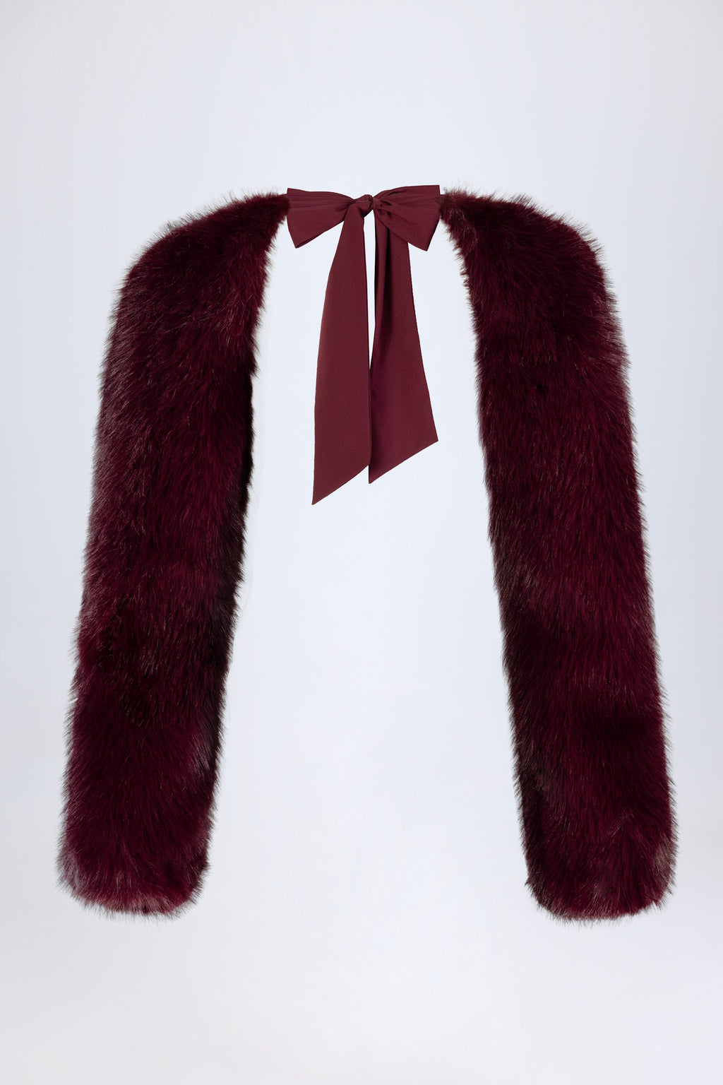 Faux Fur Tie-up Sleeves in Wine
