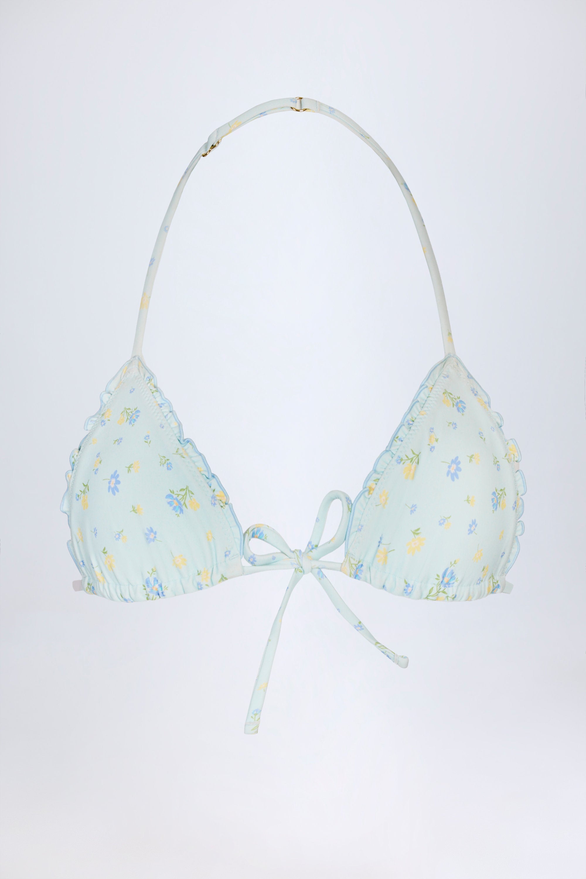 Micro Triangle Bikini Top in Blue Floral