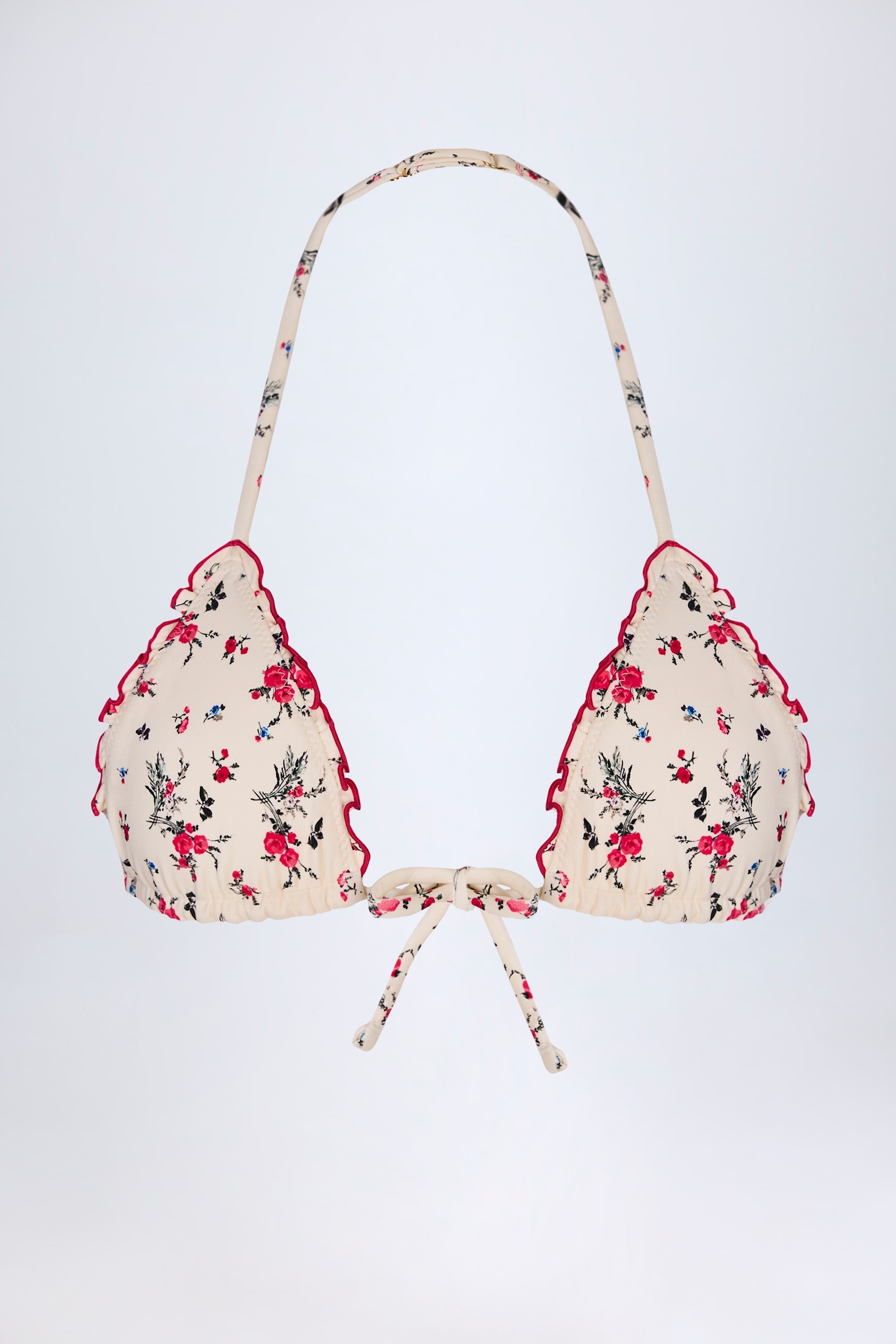 Micro Triangle Bikini Top in Red Floral