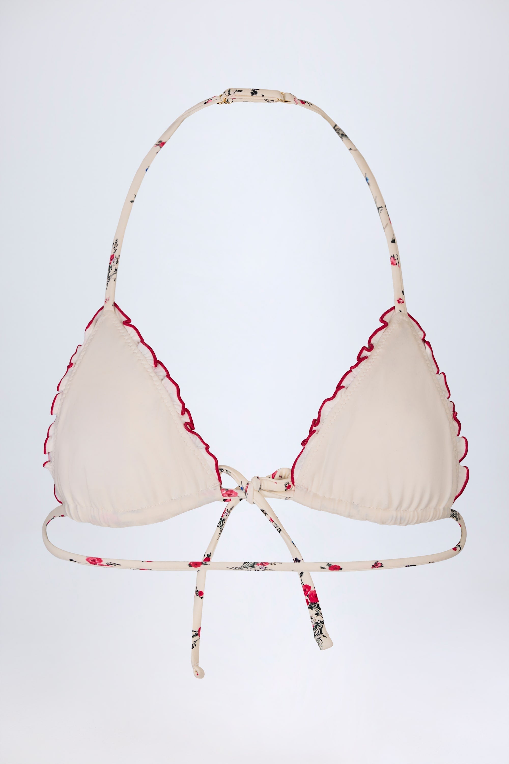 Micro Triangle Bikini Top in Red Floral