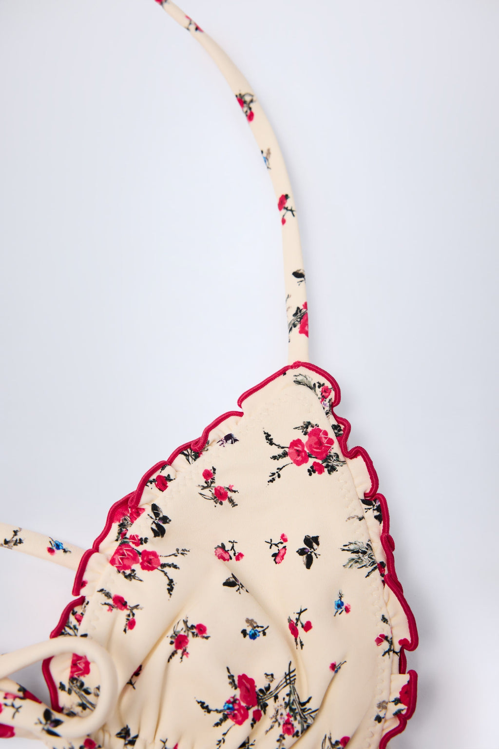 Micro Triangle Bikini Top in Red Floral