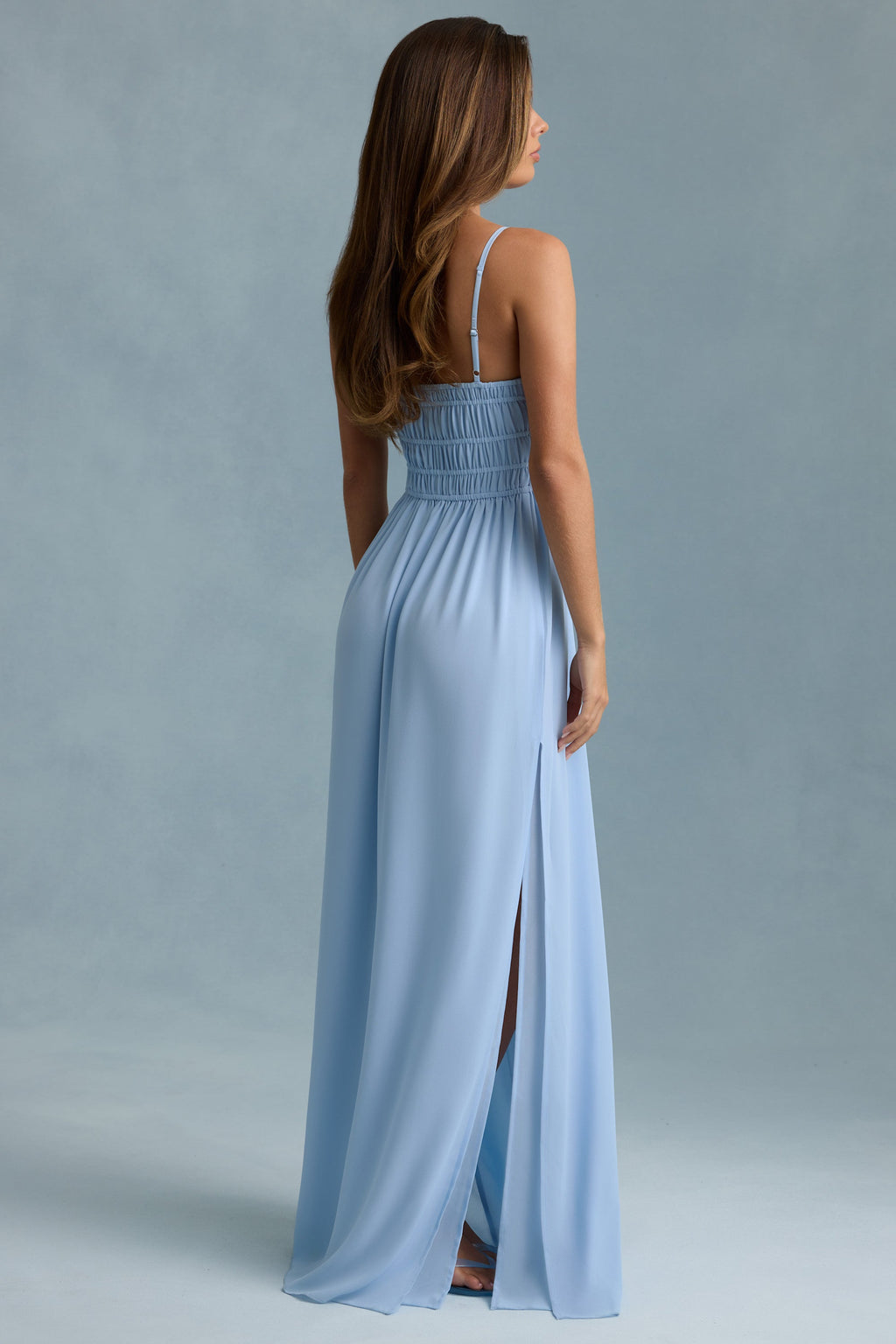 Shirred Camisole Maxi Dress in Sky Blue