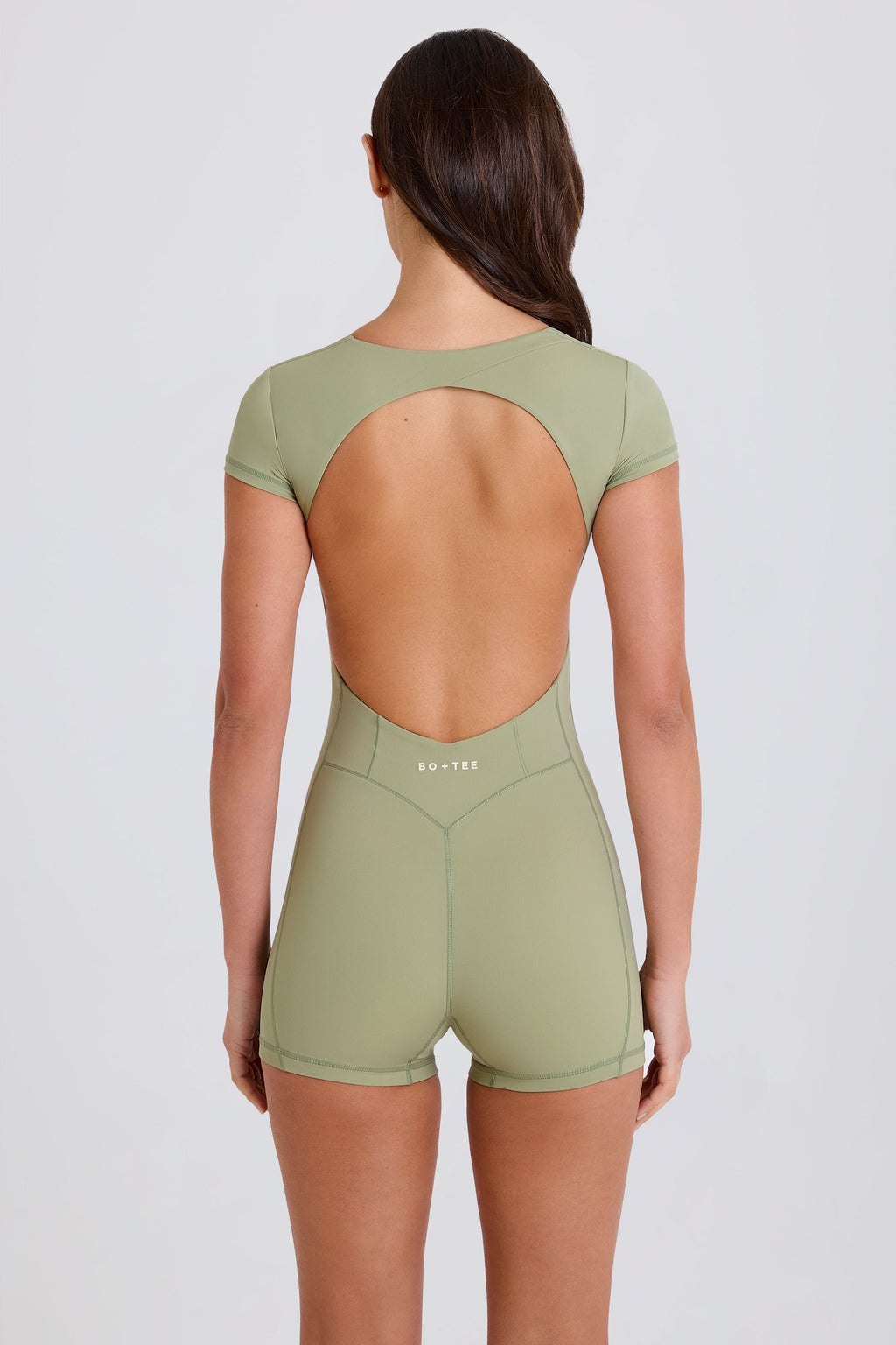 Four-Way Stretch Open-Back Unitard in Matcha