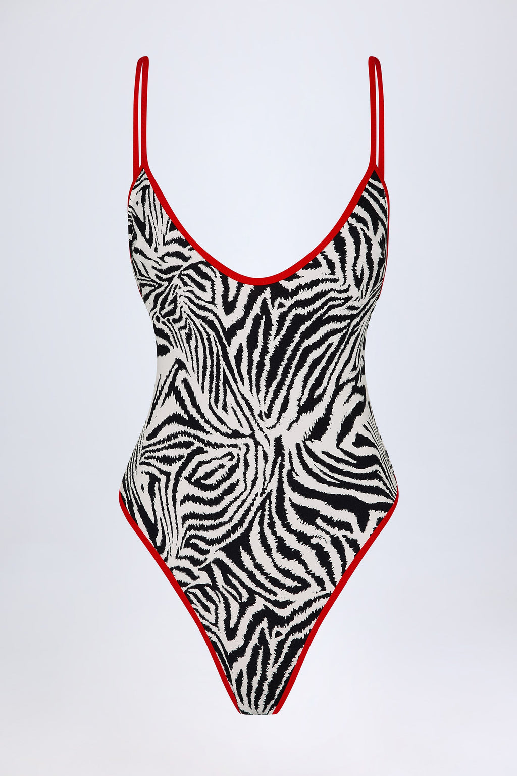 Charm-Detail Cross-Back Swimsuit in Zebra Print