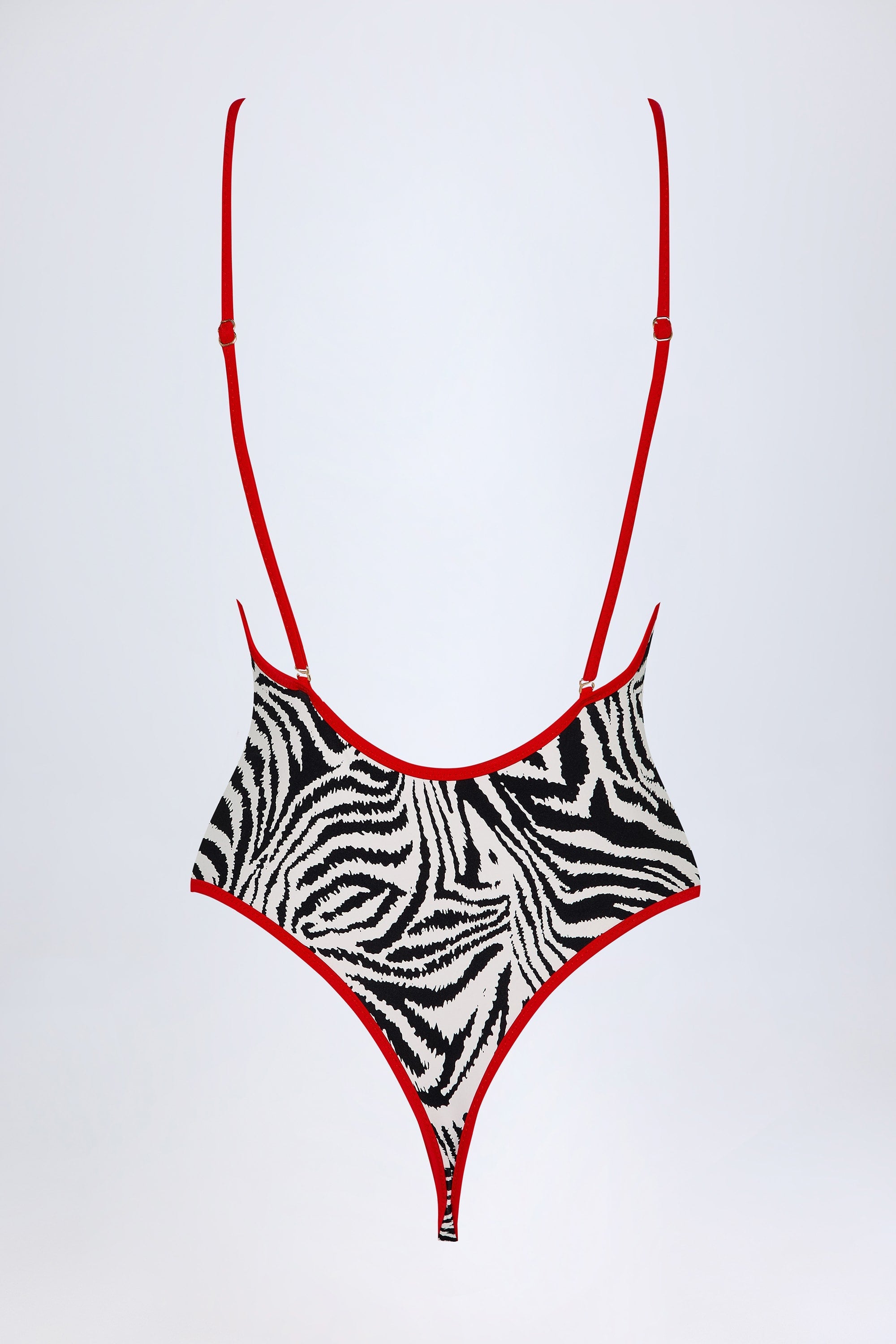 Charm-Detail Cross-Back Swimsuit in Zebra Print