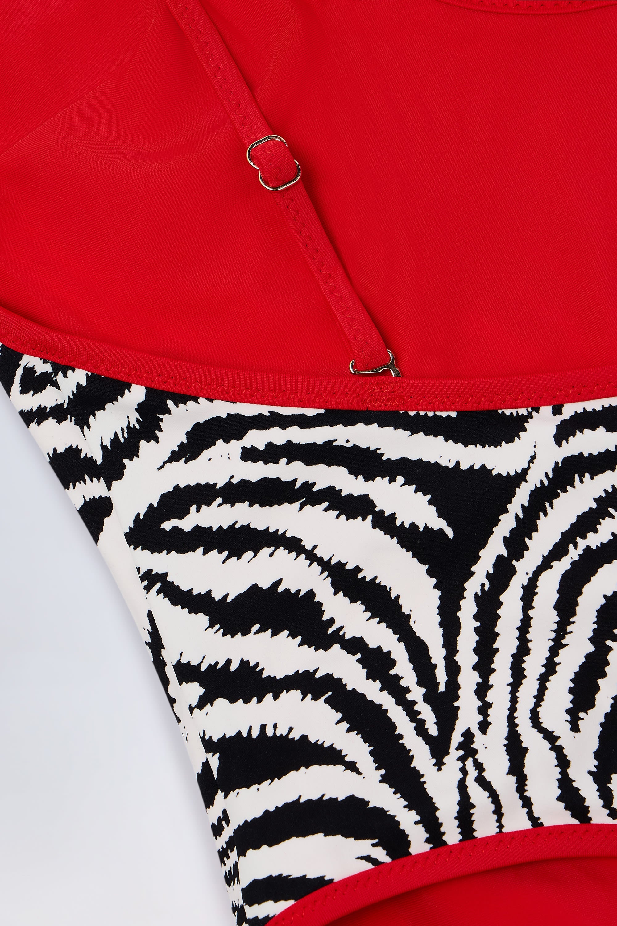 Charm-Detail Cross-Back Swimsuit in Zebra Print