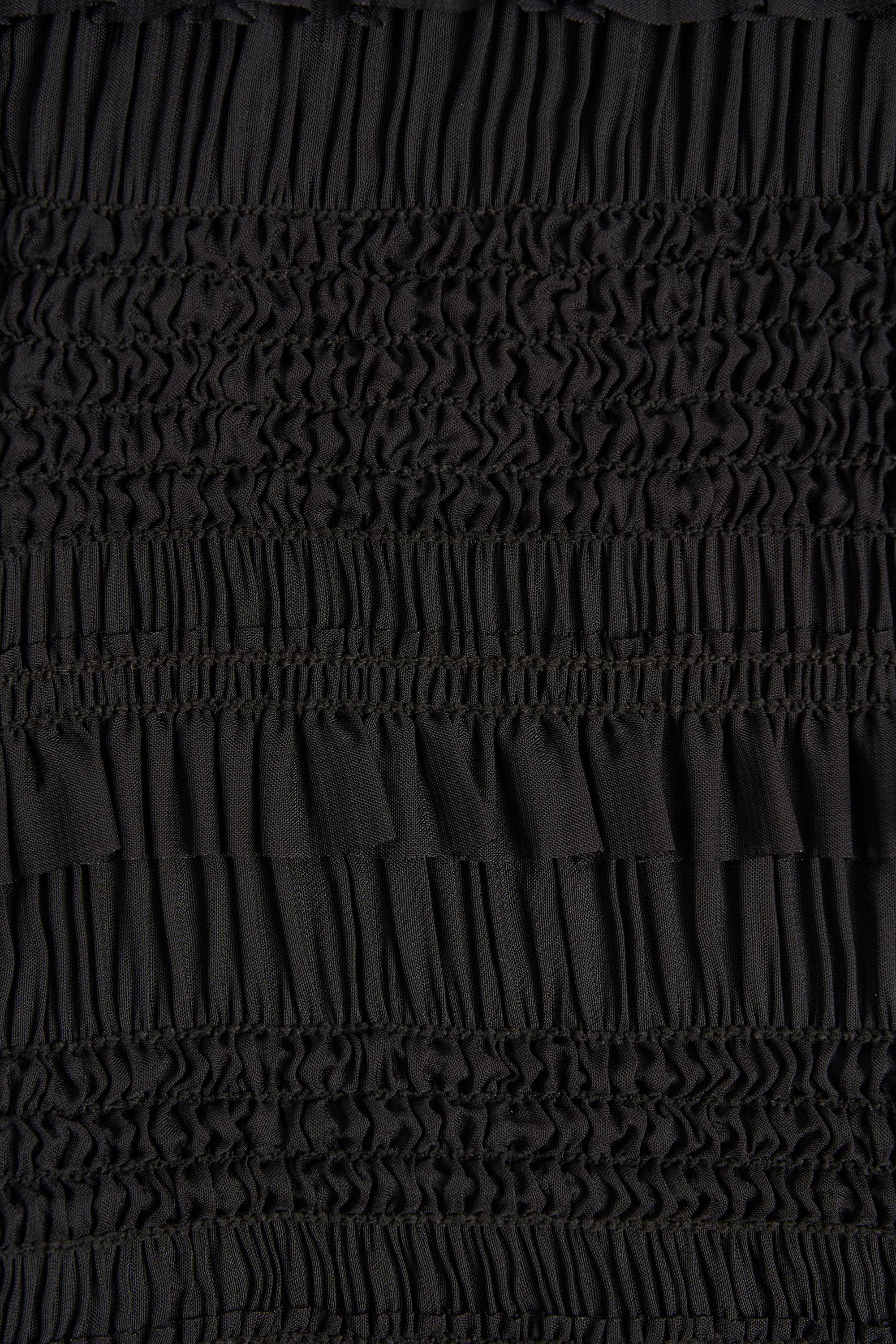 Ruffled Tie-Front Crop Top in Black