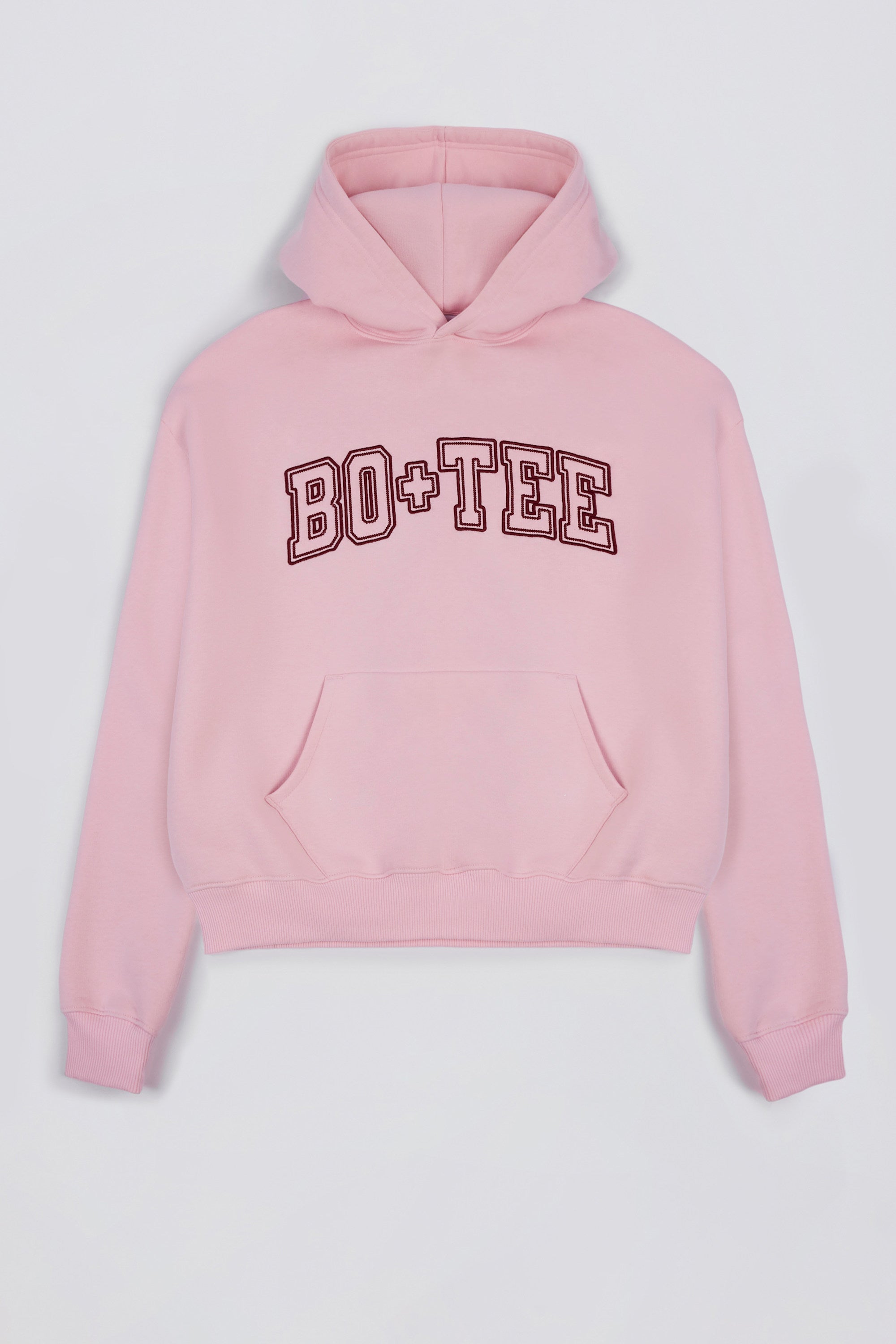 Premium Brushed Jersey Appliqué Oversized Hoodie in Powder Pink