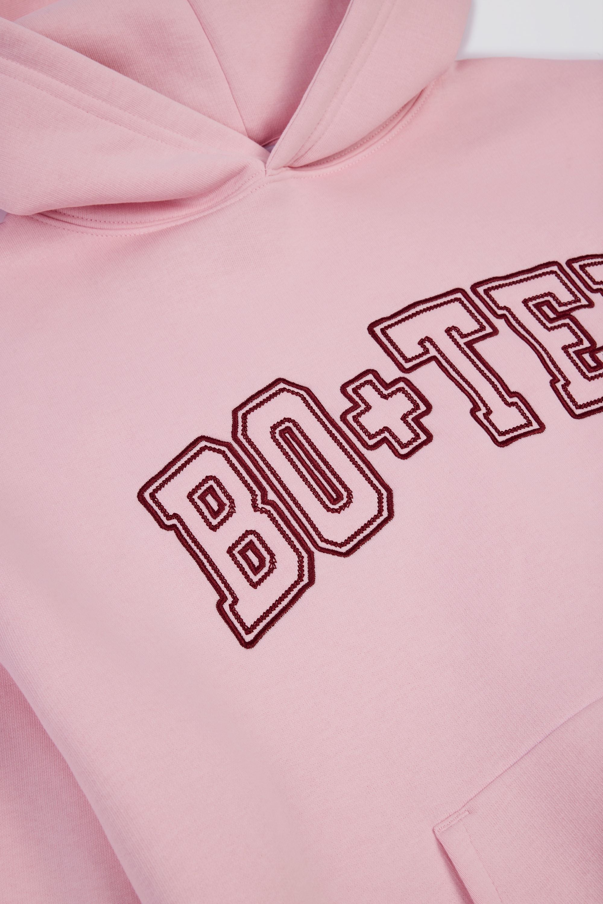 Premium Brushed Jersey Appliqué Oversized Hoodie in Powder Pink