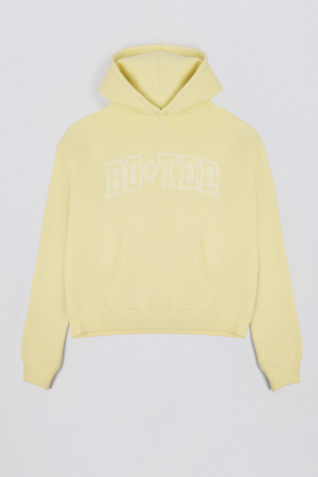 Premium Brushed Jersey Appliqué Oversized Hoodie in Soft Yellow
