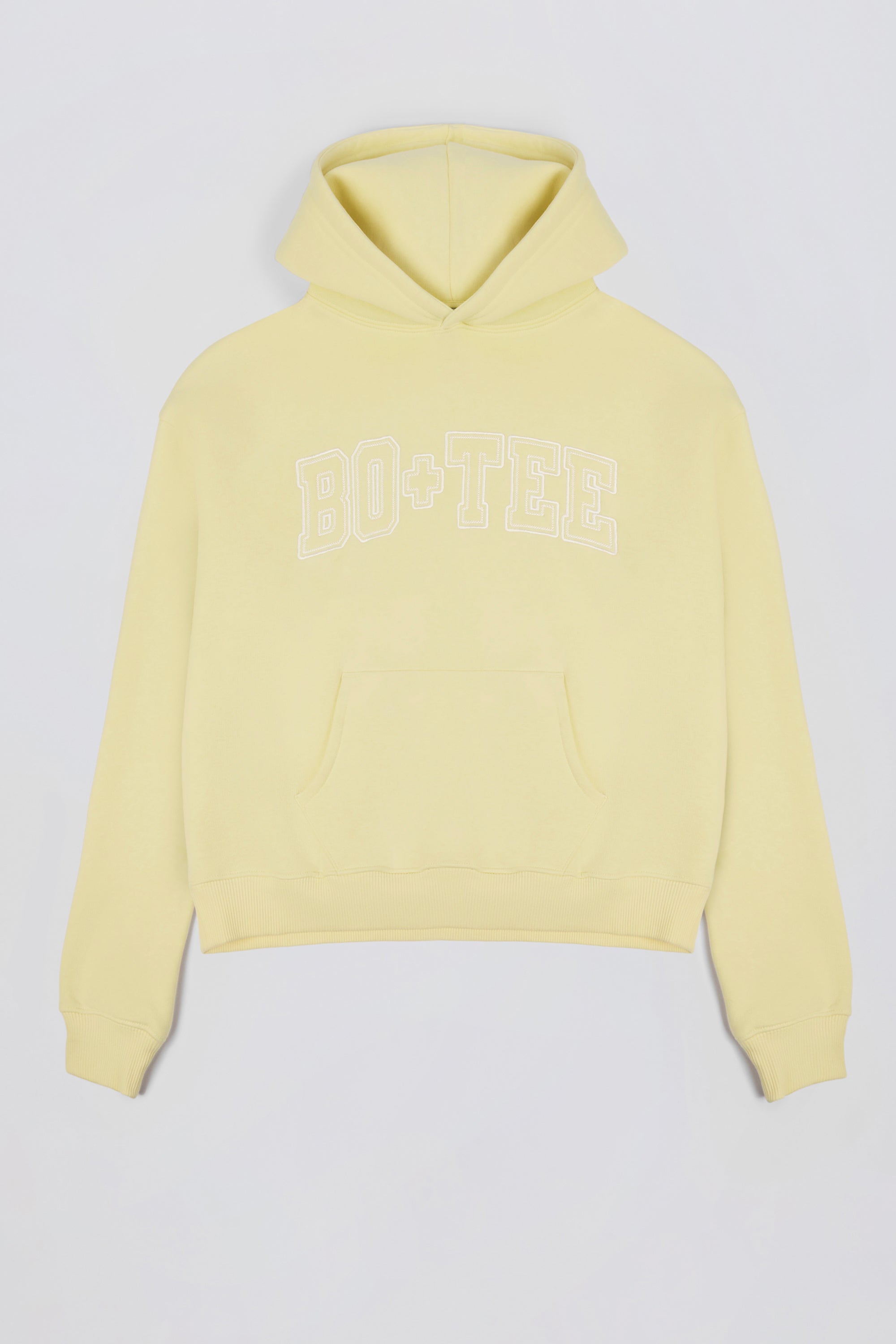 Premium Brushed Jersey Appliqué Oversized Hoodie in Soft Yellow