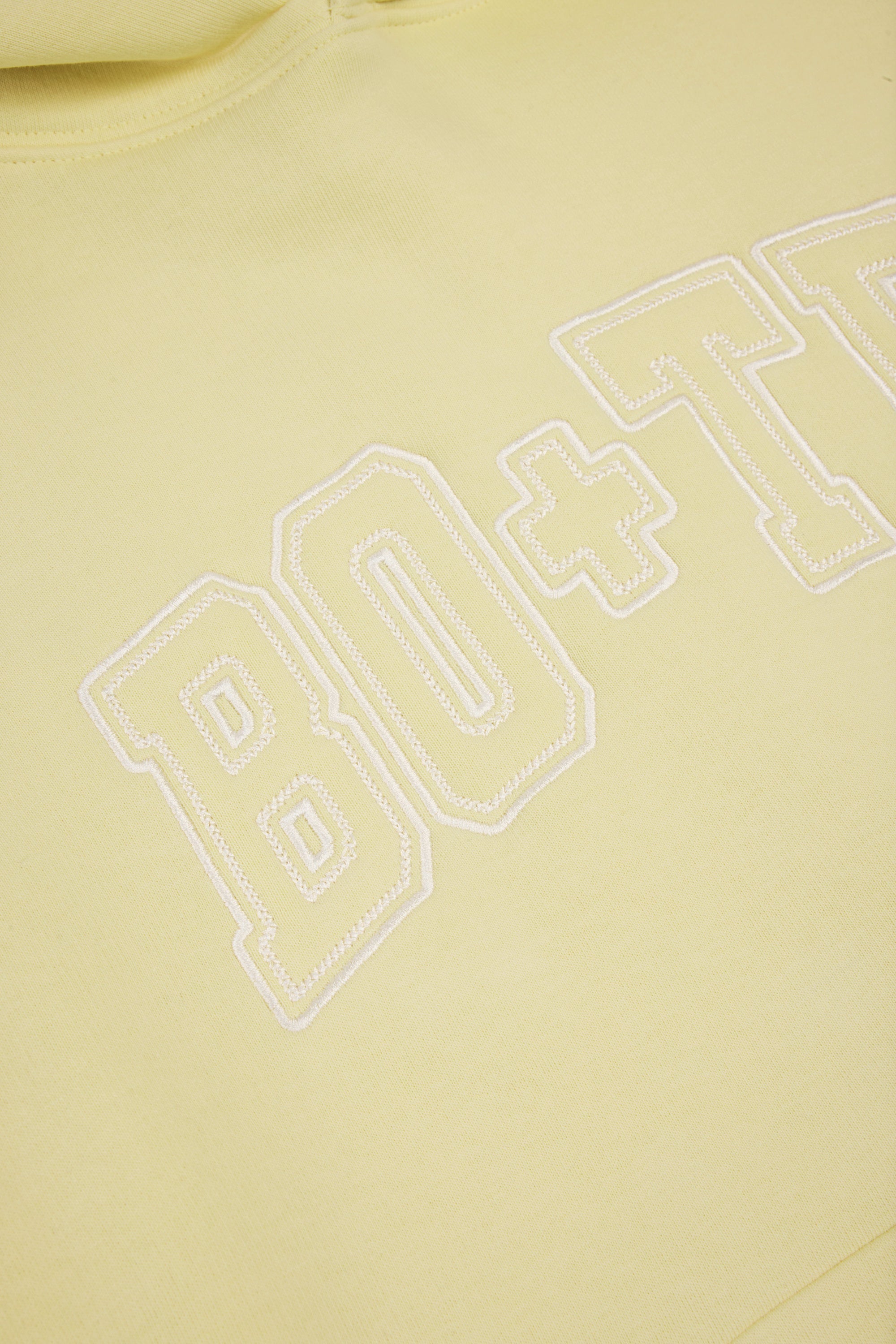 Premium Brushed Jersey Appliqué Oversized Hoodie in Soft Yellow