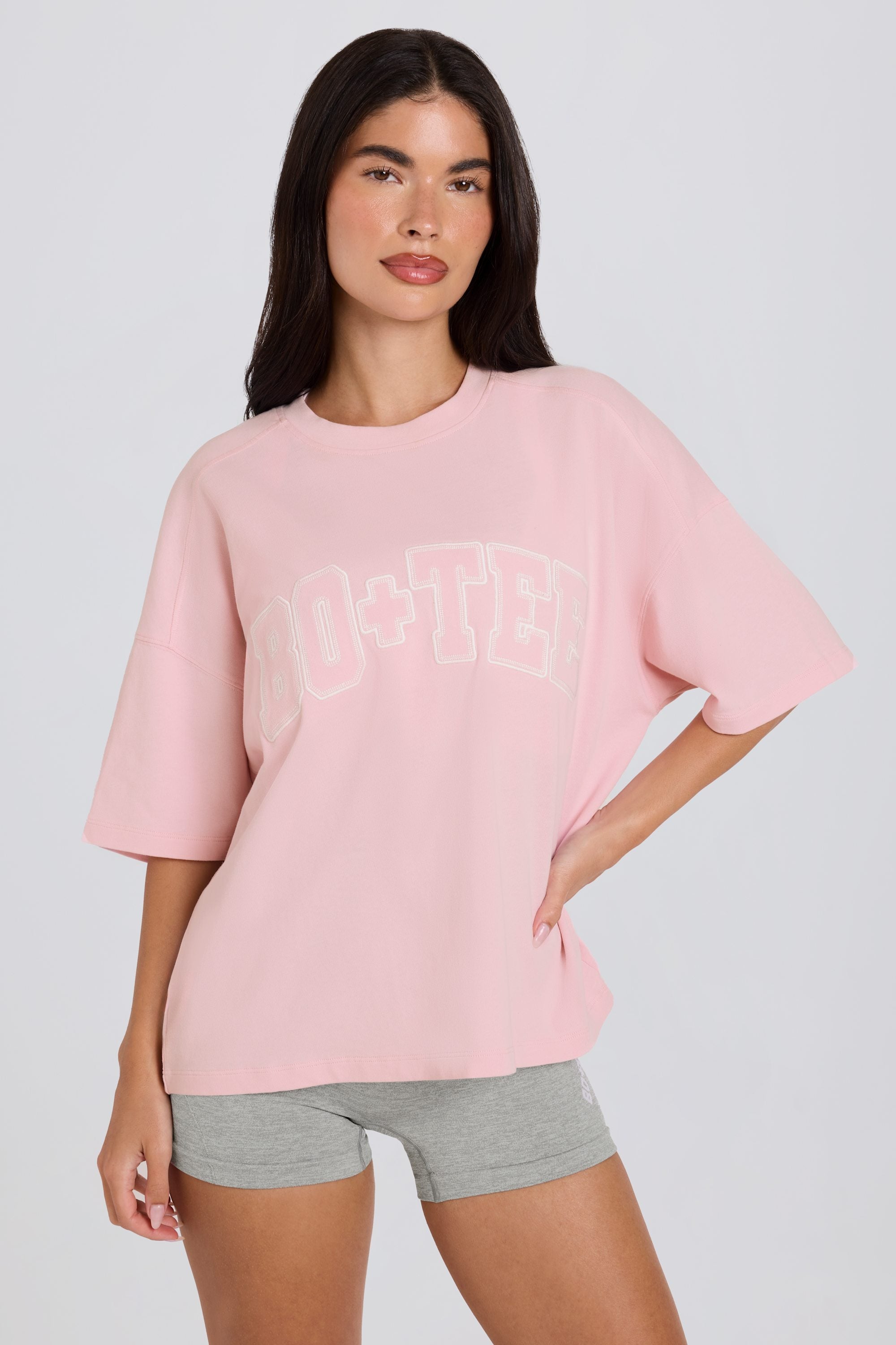 Oversized Cotton-Jersey T-Shirt in Powder Pink