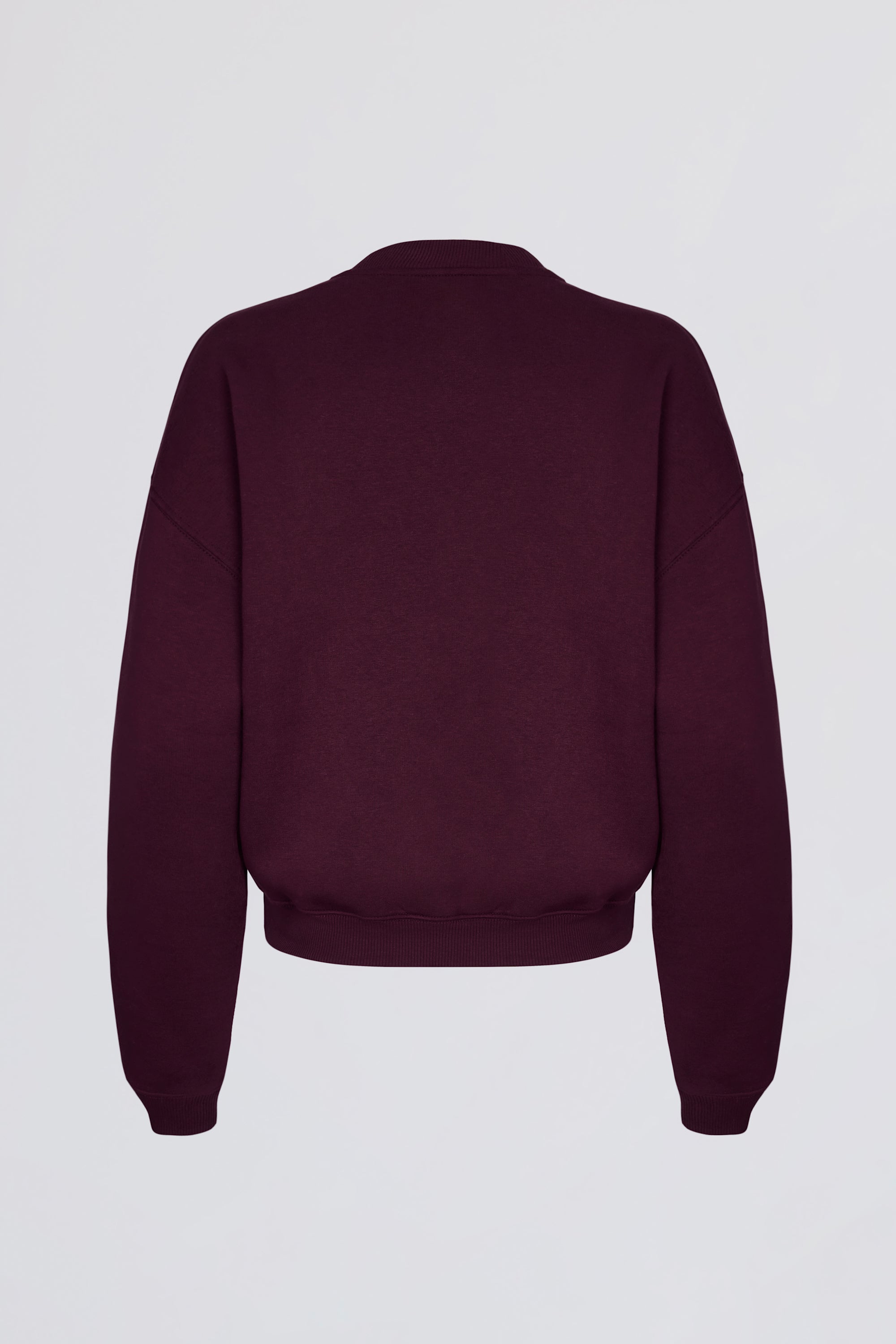 Brushed Cotton Jersey Oversized Crew-Neck Jumper in Burgundy