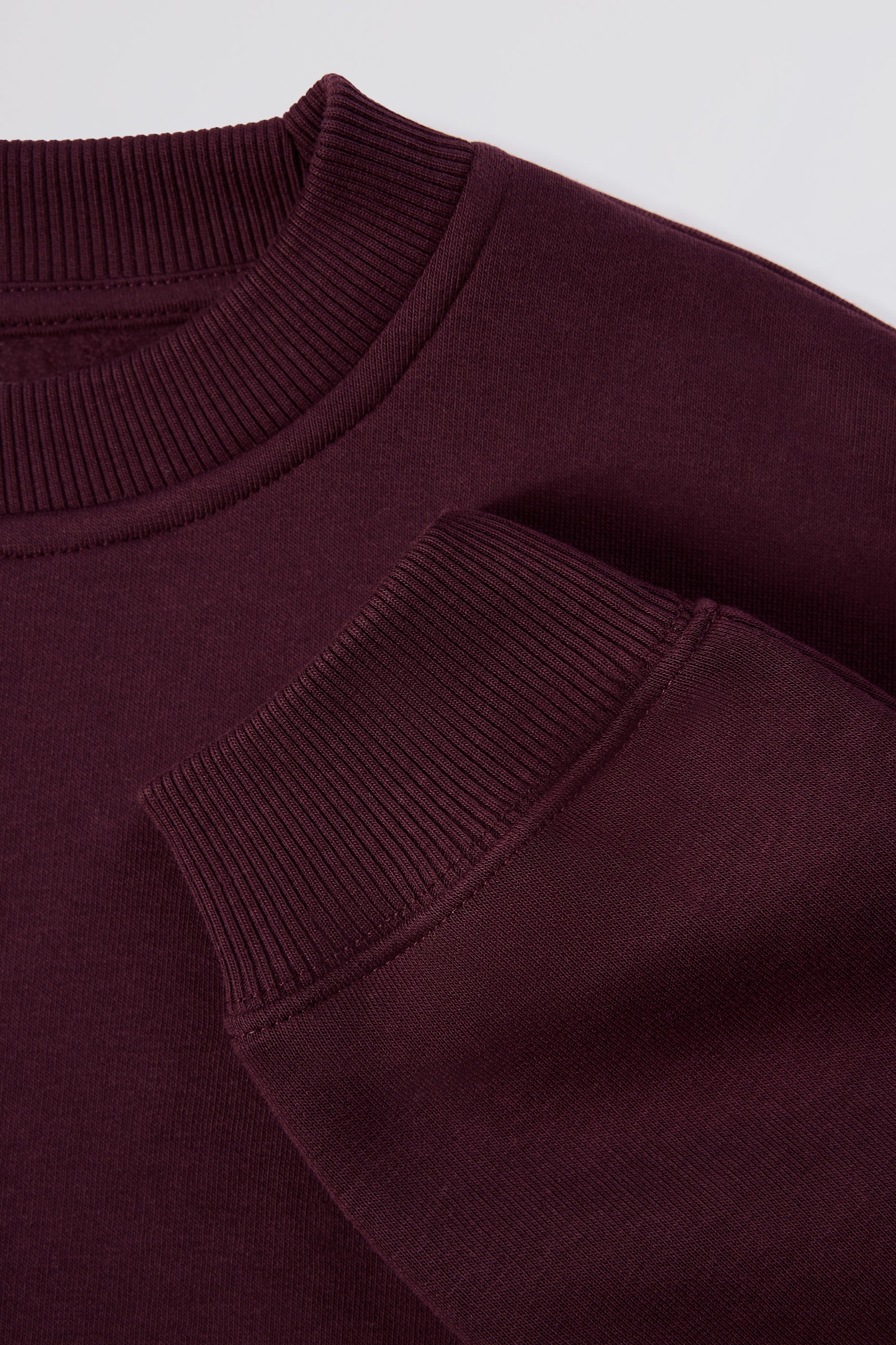 Brushed Cotton Jersey Oversized Crew-Neck Jumper in Burgundy