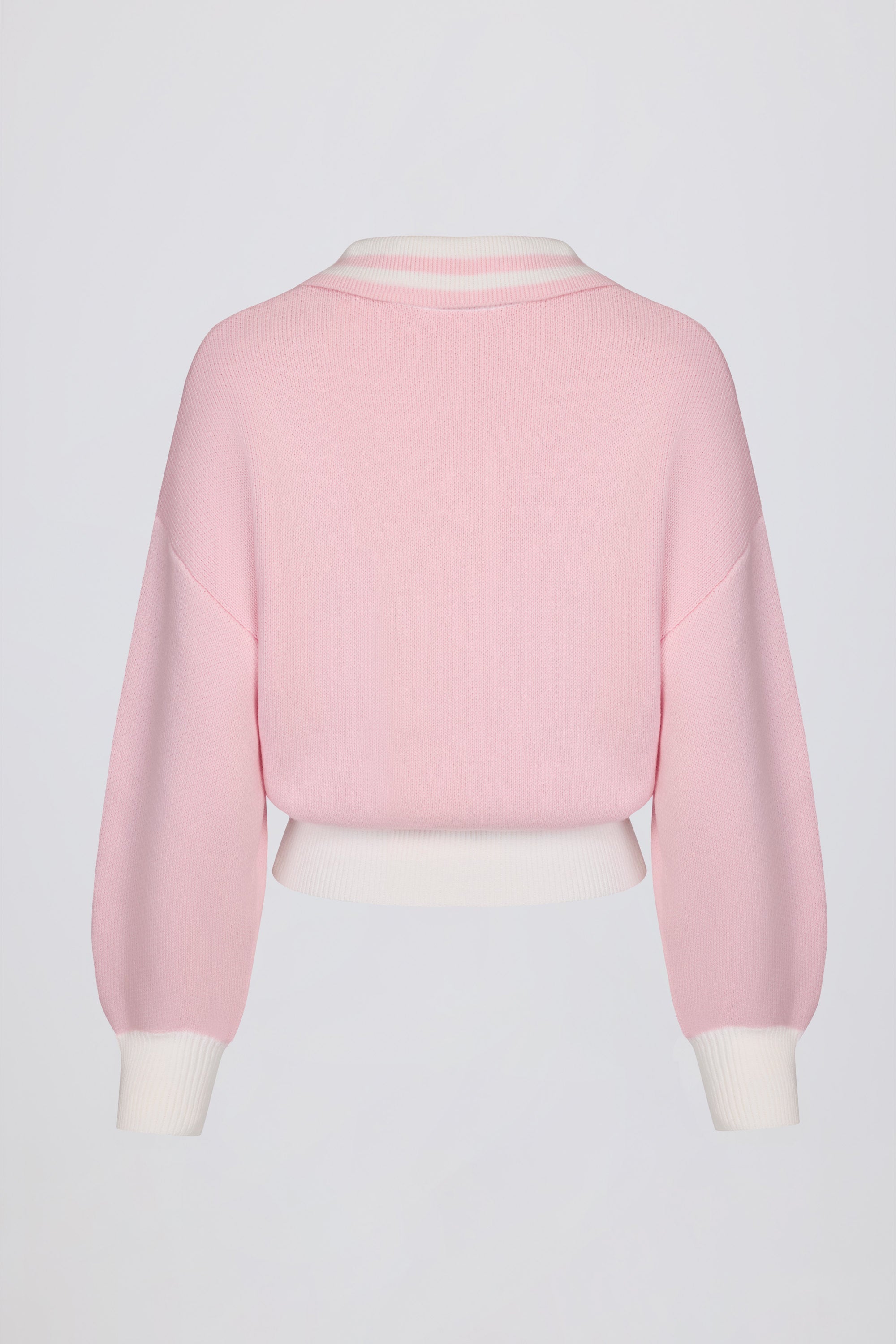 Cotton Jersey Oversized V-Neck Jumper in Powder Pink