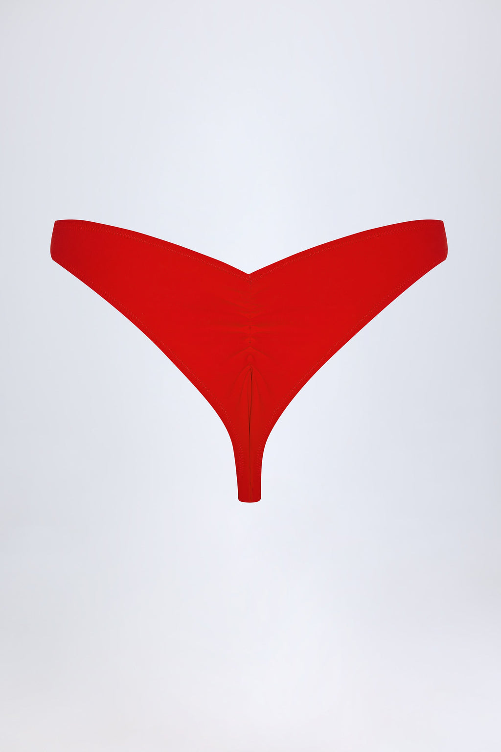 Ruched Cheeky Bikini Bottoms in Fiery Red