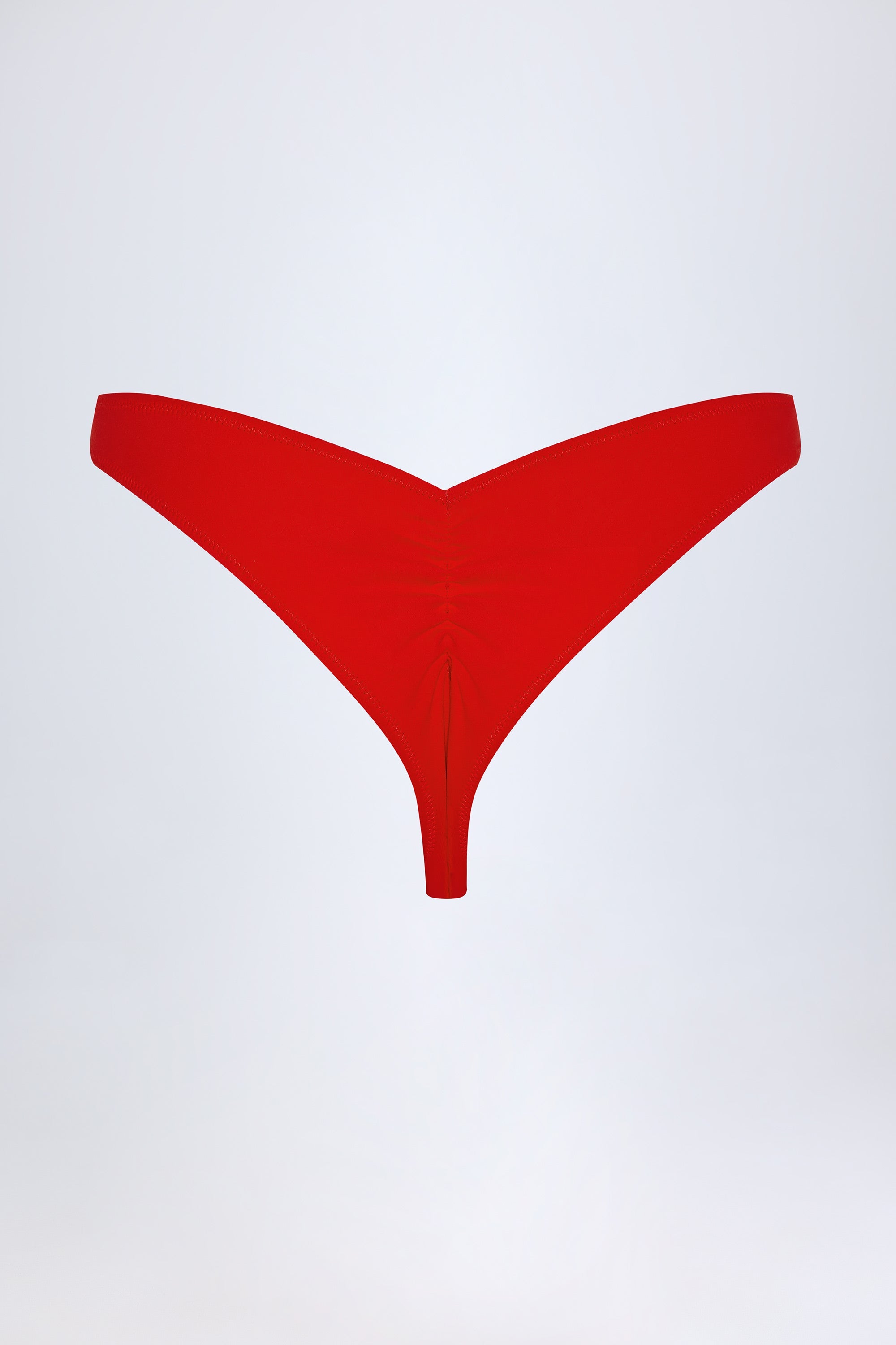 Ruched Cheeky Bikini Bottoms in Fiery Red