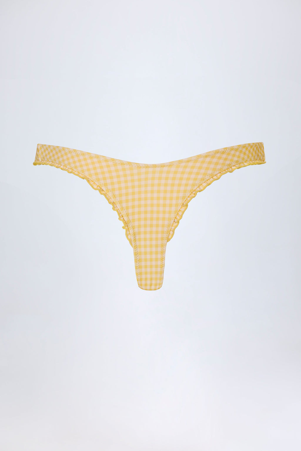 Ruffled Cheeky Bikini Bottoms in Yellow Gingham