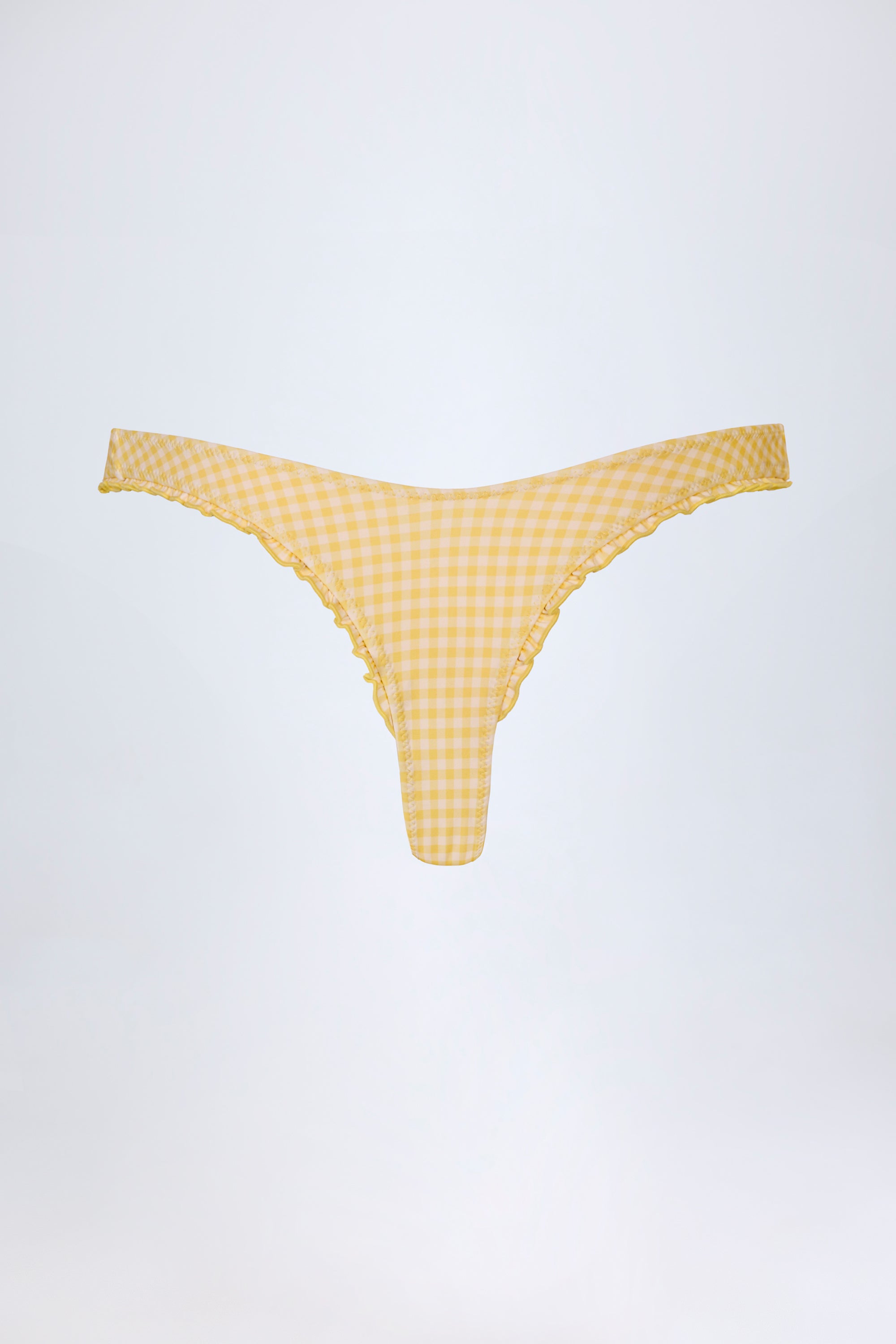 Ruffled Cheeky Bikini Bottoms in Yellow Gingham