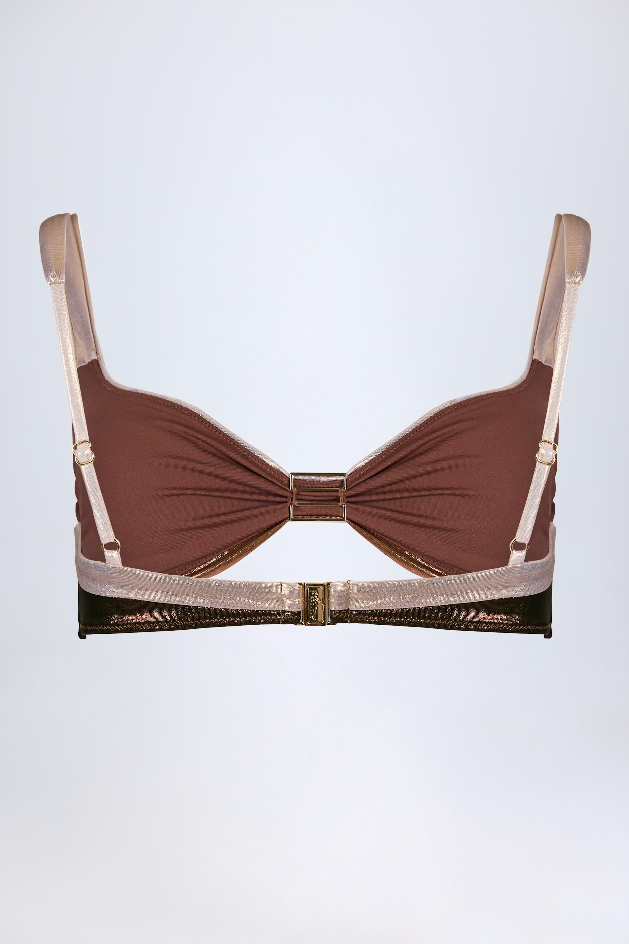 Ruched Bikini Top in Bronze Gold
