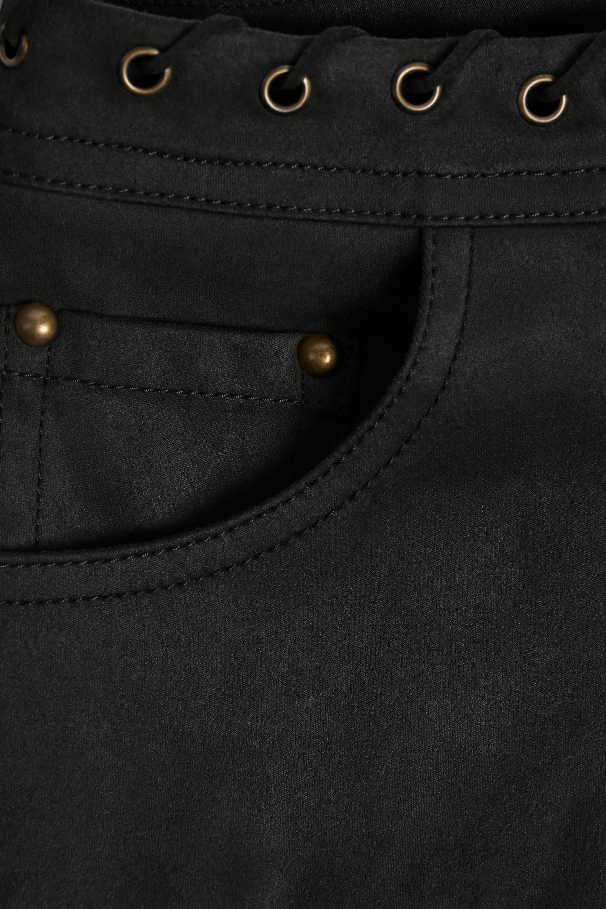 Lace-Up Mid-Rise Shorts in Black