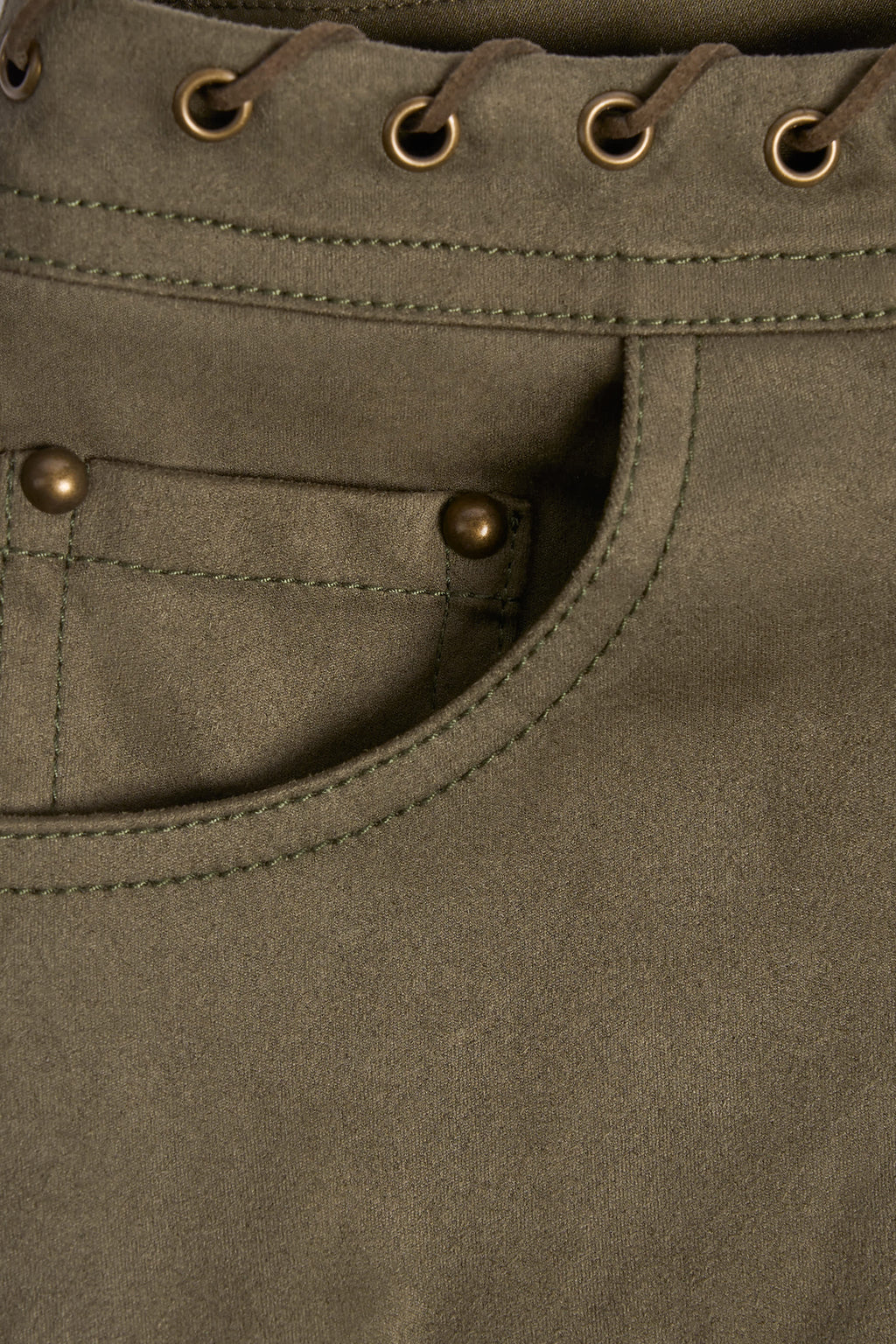 Lace-Up Mid-Rise Shorts in Dark Khaki