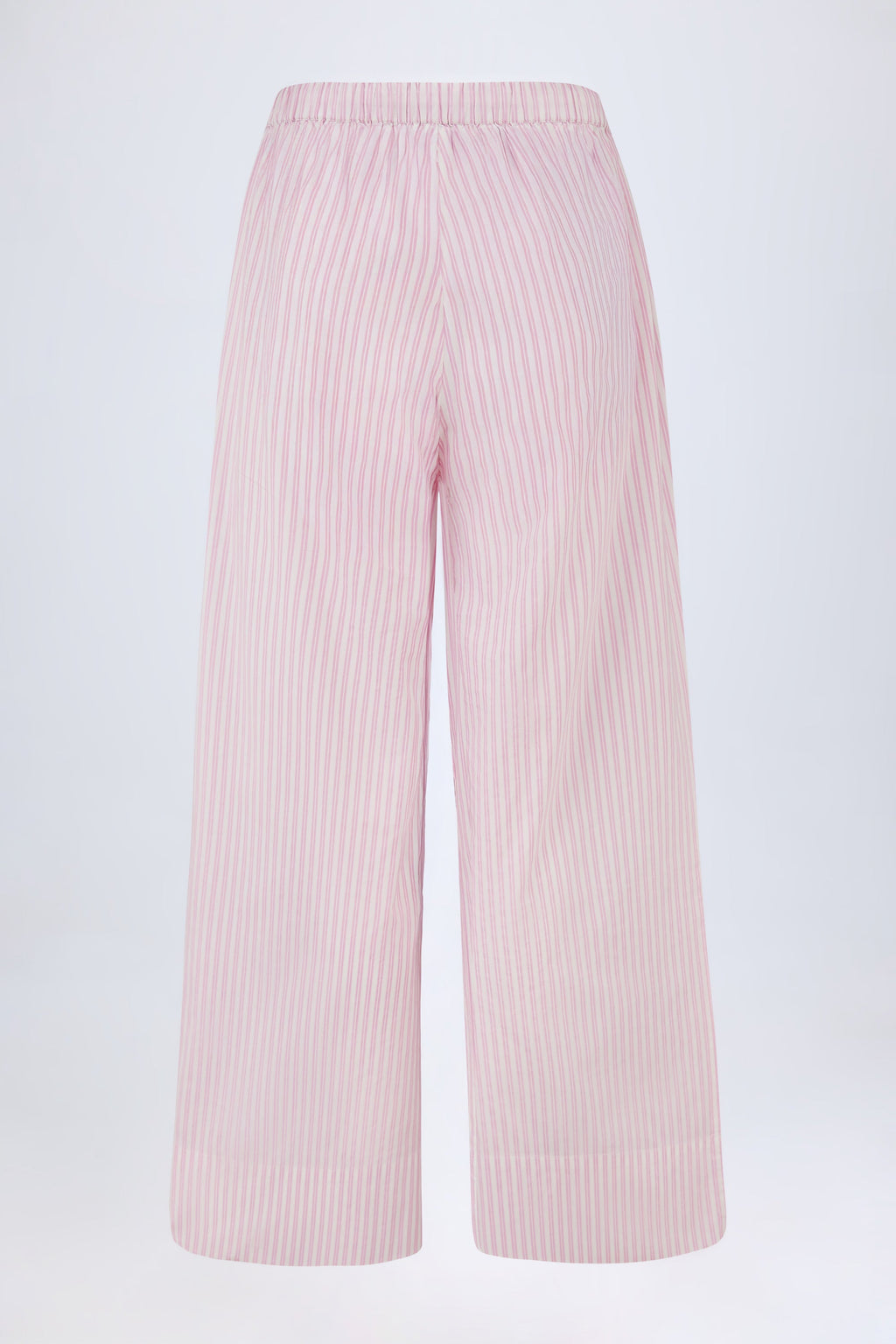 Wide-Leg Cotton-Poplin Trousers in Pink Stripe