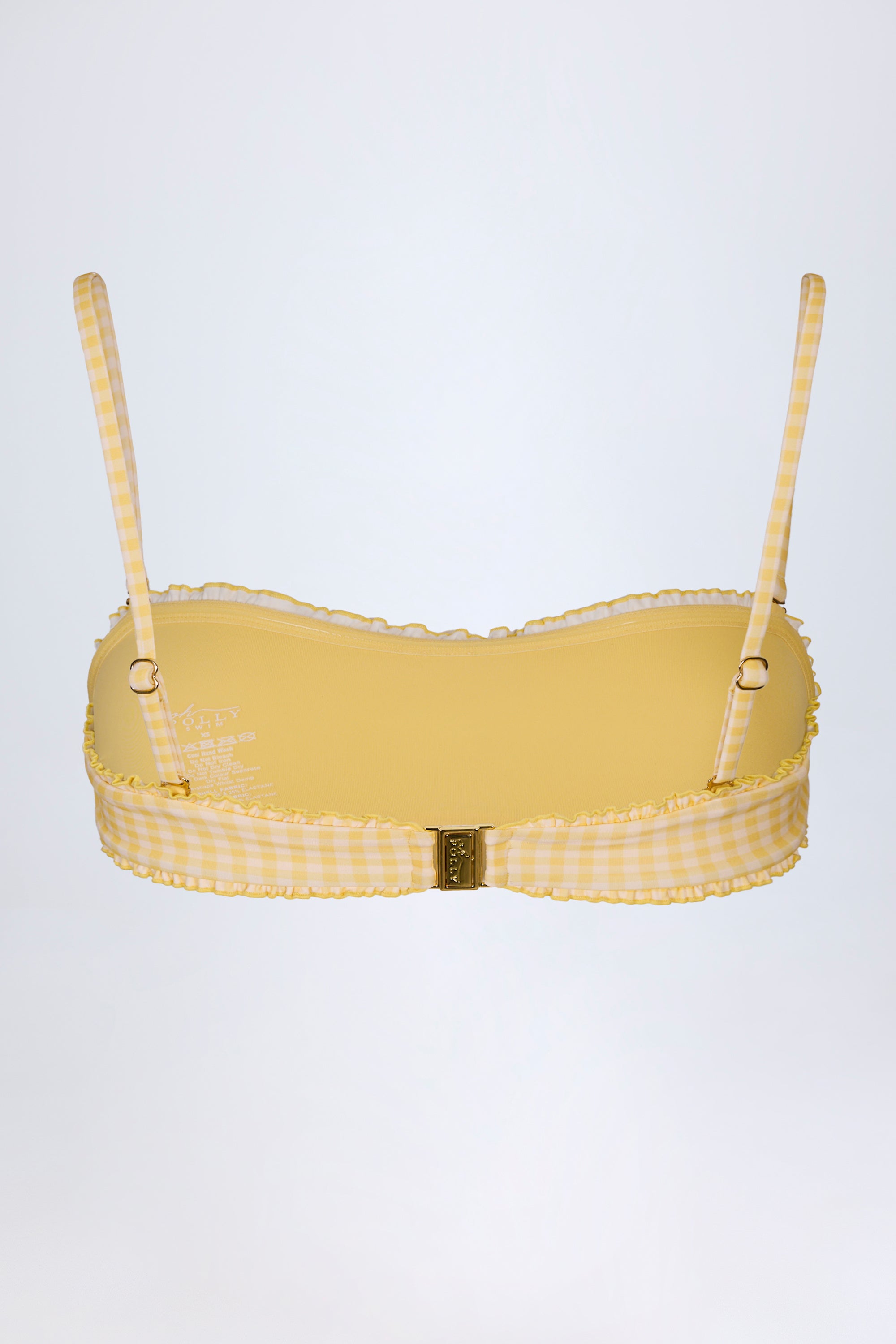Ruffled Bandeau Bikini Top in Yellow Gingham