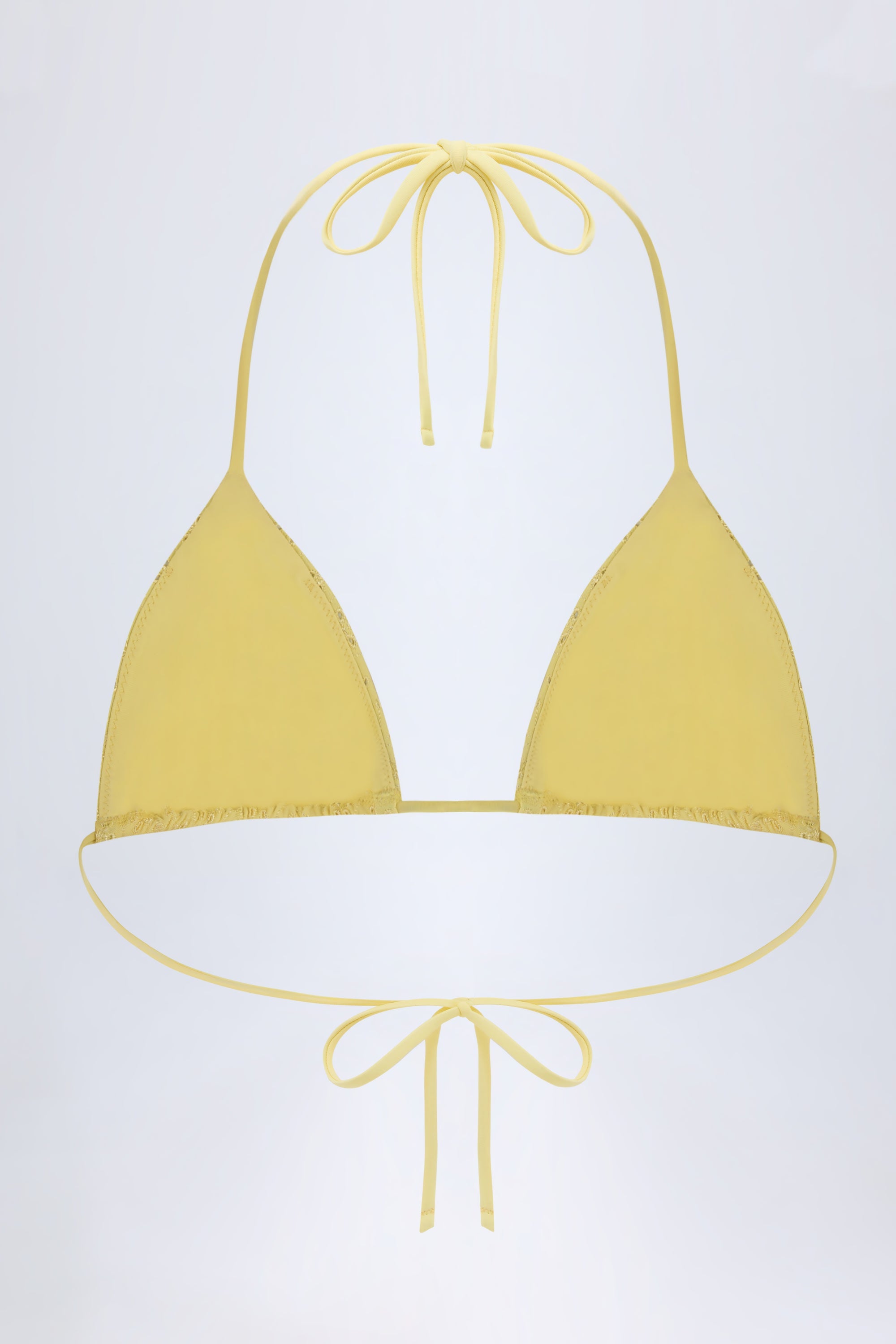 Broderie Anglaise Triangle Bikini Top in Lemon Yellow