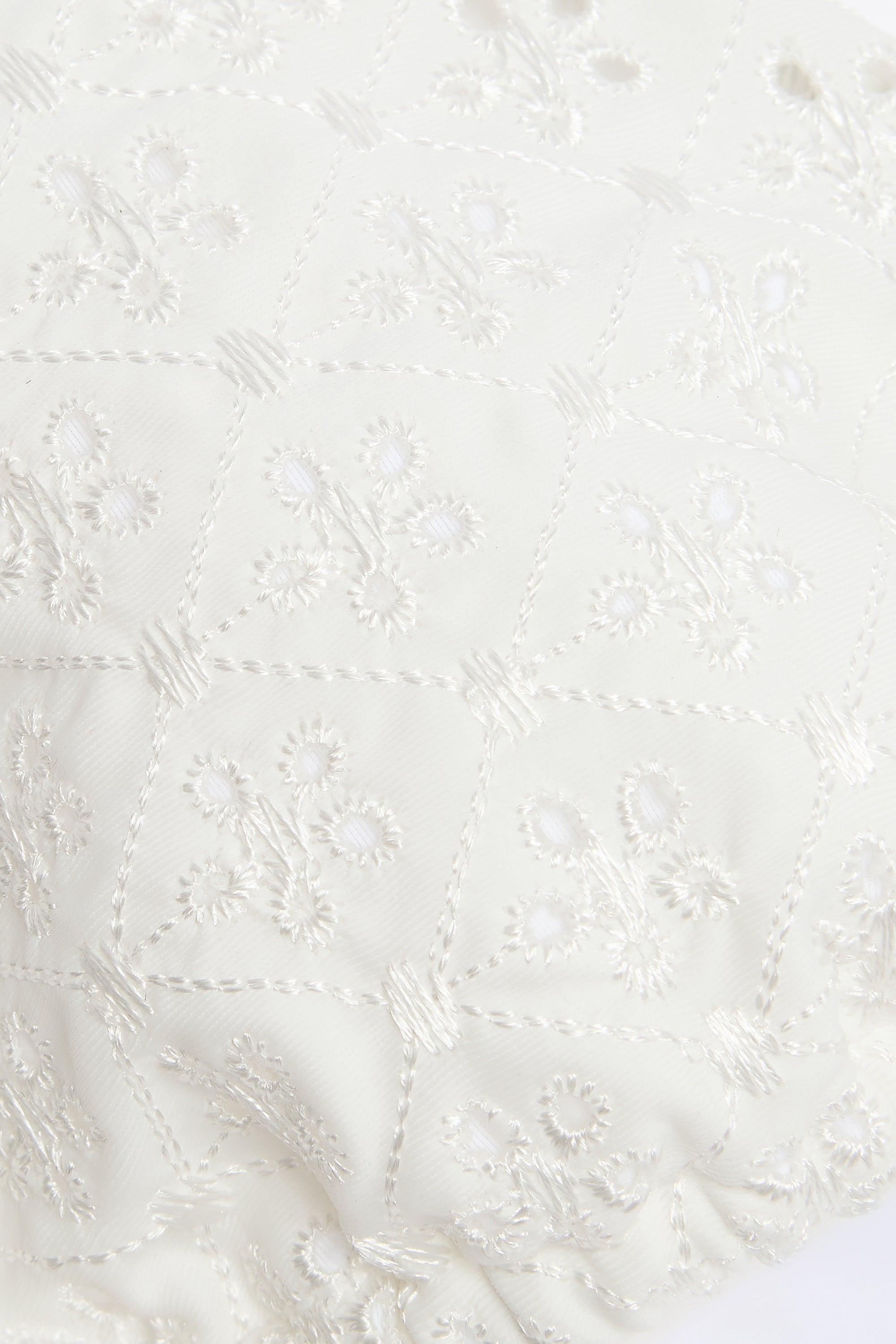 Broderie Anglaise Triangle Bikini Top in White