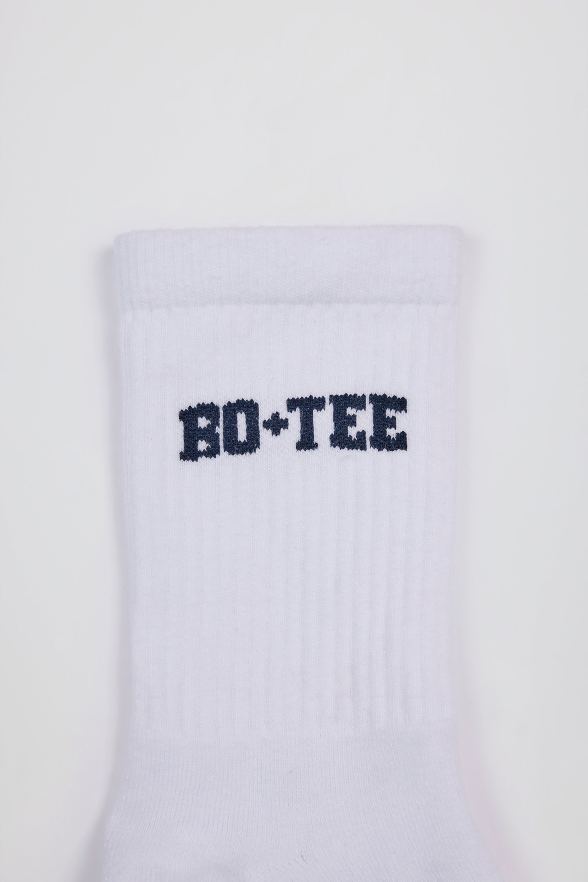 Ribbed Half-Crew Socks in White