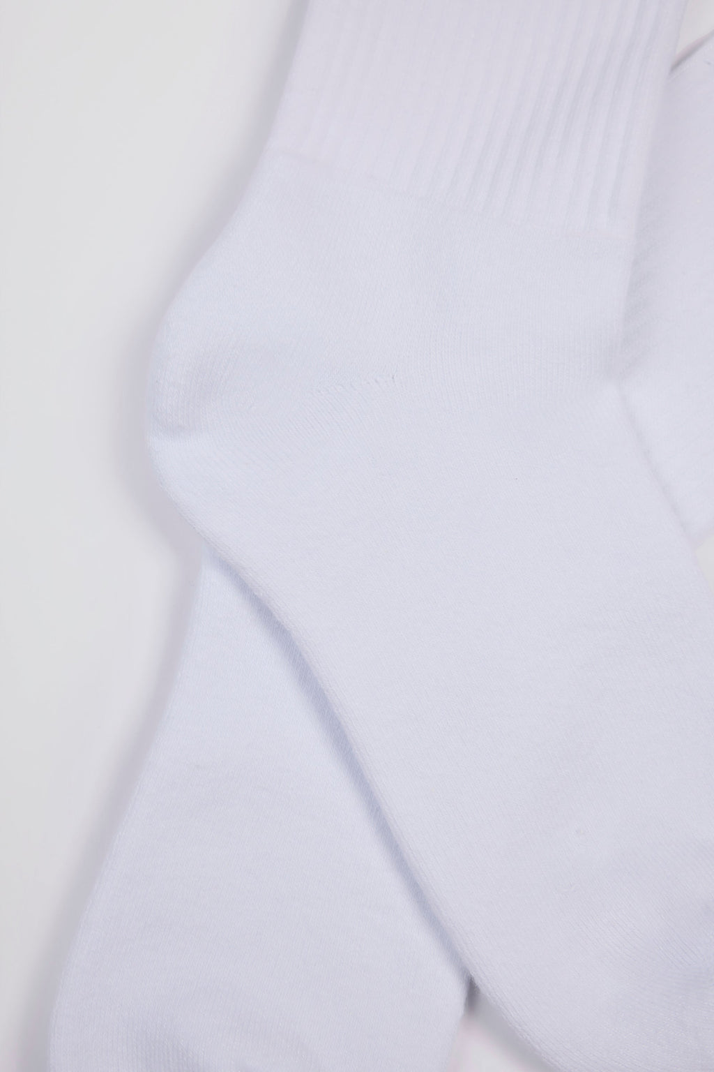 Ribbed Half-Crew Socks in White