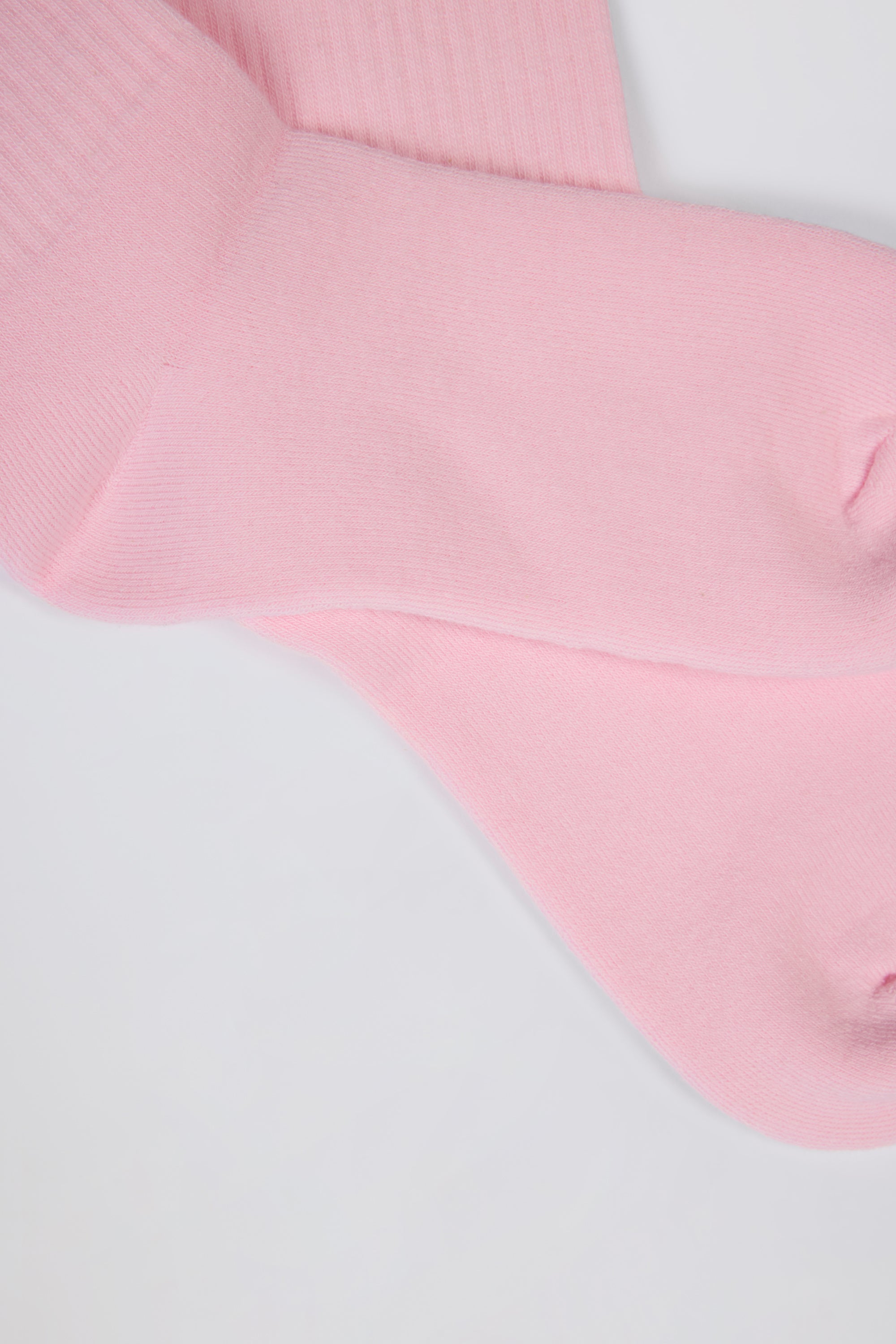 Ribbed Half-Crew Socks in Powder Pink