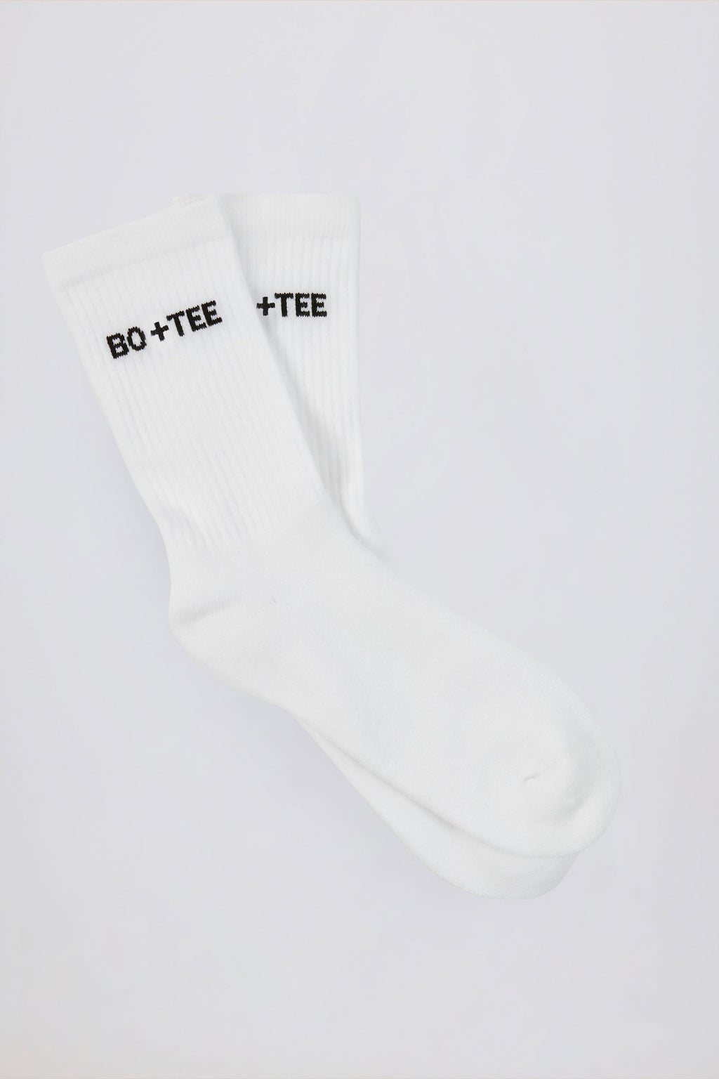 Ribbed Half-Crew Socks in White